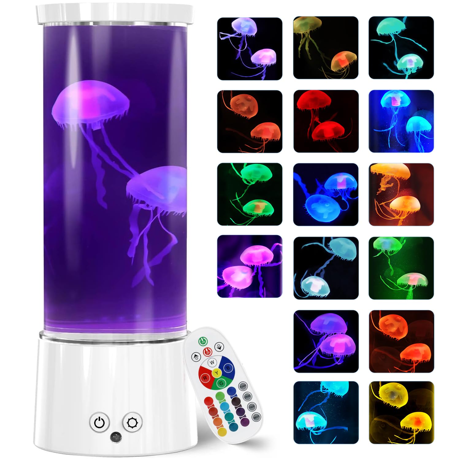 Fbsport Jellyfish Lamp, Jellyfish Night Aquarium Tank Night Light 17 Color Changing With Remote Control For Kids Adults Home Office Decor Table Lamp For Christmas(White)