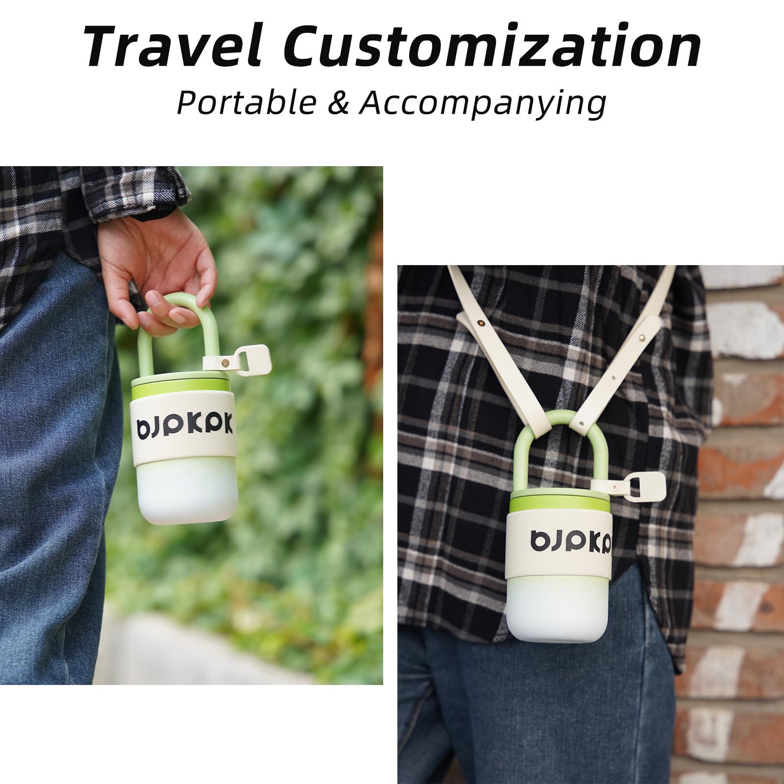 Bjpkpk 13Oz Tumbler With Lid And Handle Insulated Tumblers Cup Stainless Steel Coffee Mug,Cucumber