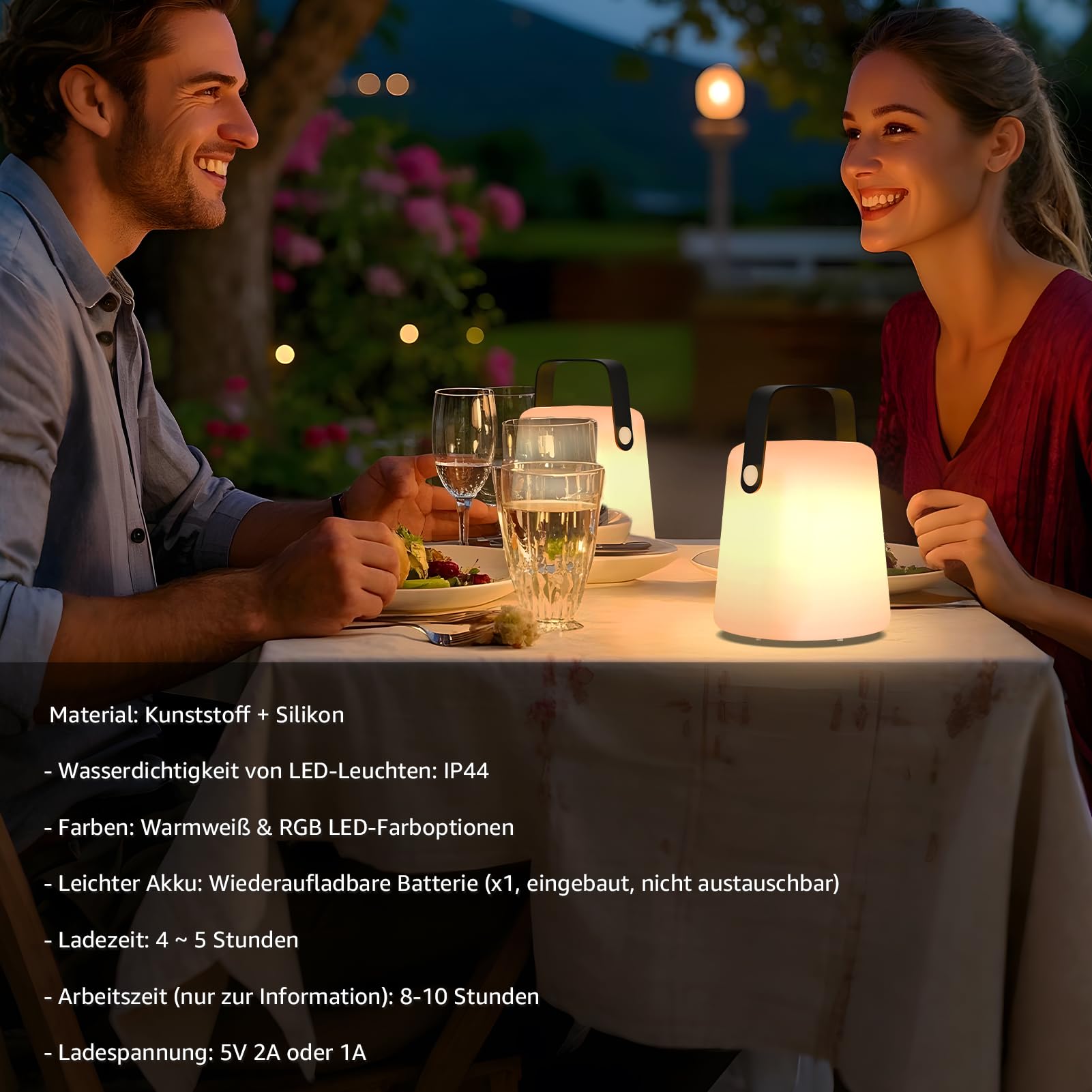 Uuffoo Table Lamp Outdoor Warm White Rgb Usb Charging Cordless Lamp Led Table Lamp Ip44 For Garden Terrace Patio