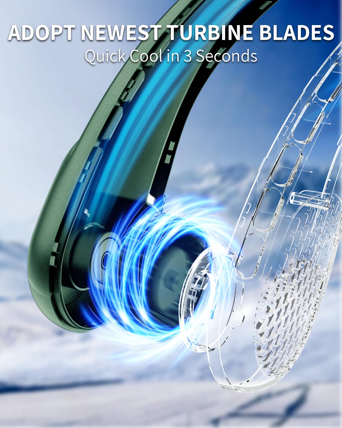 Neck Fan, Portable Neck Fan, Battery Powered Personal Fan, Hands Free Bladeless Fan With 3 Wind