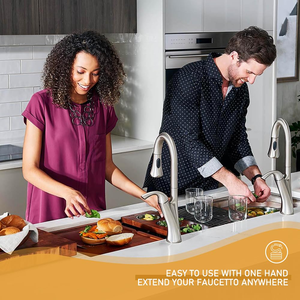 Hansengroe Kitchen Sink Sprayer Replacement Parts Compatible With Moen 136103Sl 140028Srs, Universal Kitchen Faucets Parts Replacement Side Sprayer (Brushed Nickel)