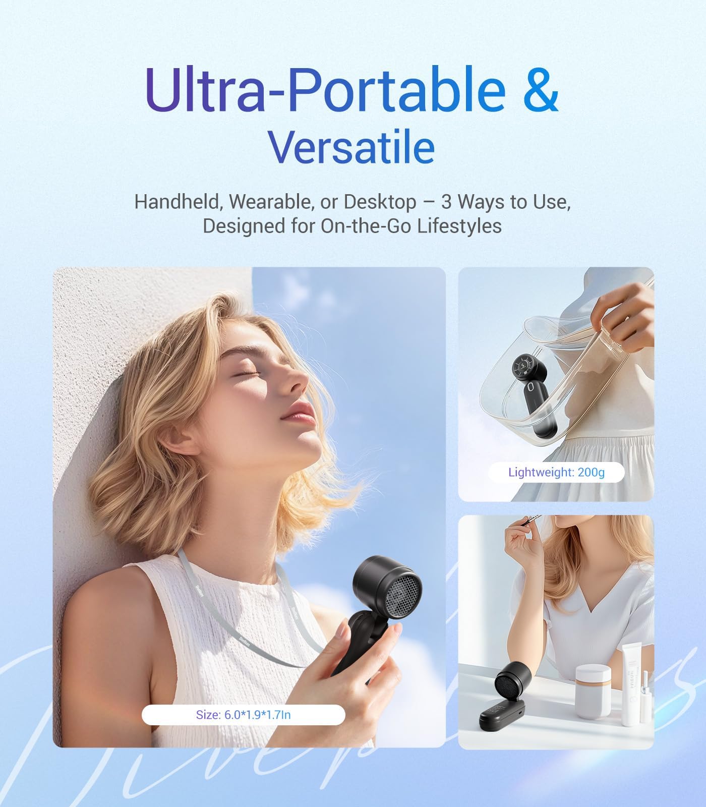 Iturbo Portable Handheld Turbo Fan, 5 Gear High Speeds, Foldable Rechargeable Mini Hand Fans