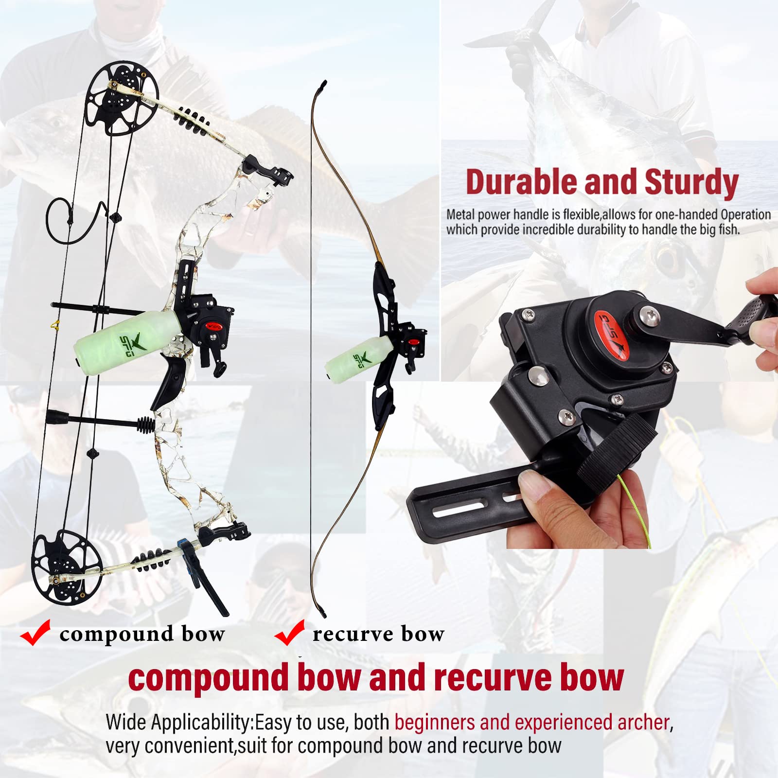 Sopoger Bowfishing Reel For Recurve And Compound Bow, Bottle Style Bow Fishing Reel Kits With 40 Meters Smooth Dacron Line For Small And Big Fish