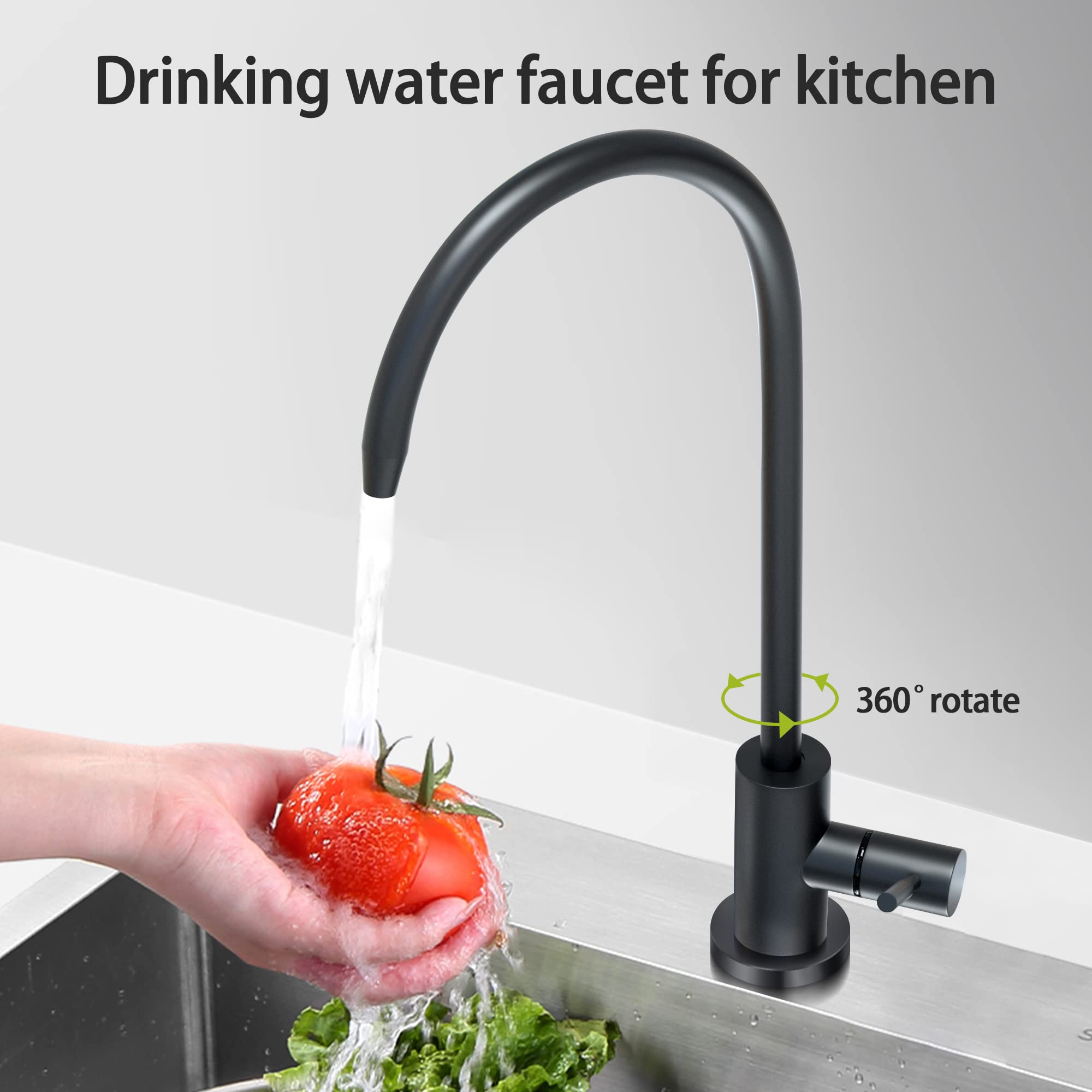 Kinglev Drinking Water Faucet, Kitchen Water Filter Faucet Sink Faucet For Drinking Water Purifier Filter Filtration System, 1/4" Tube, Lead-, Black Brushed Sus304 Stainless Steel By Kinglev…