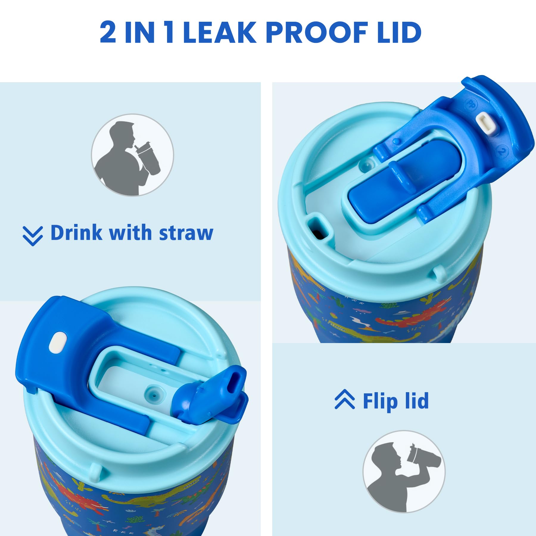 13.5Oz Kids Insulated Tumbler With Lid And Straw,- Stainless Steel Kids Water Bottle