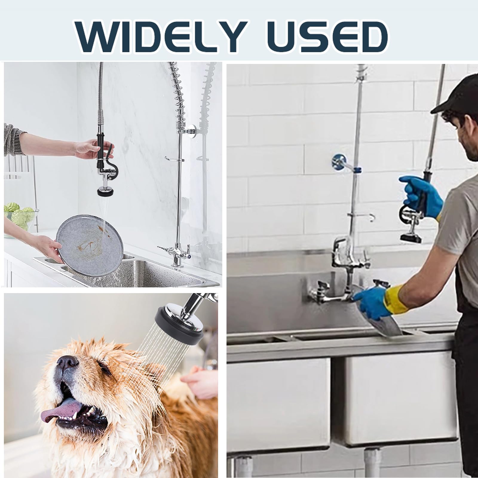 Bzimak Commercial Sink Sprayer Head, Pre Rinse Sprayer Commercial With Anti Slip Handle, High Pressure Sprayer Replacement 1.42Gpm Commercial Sprayer For Sink (Black)