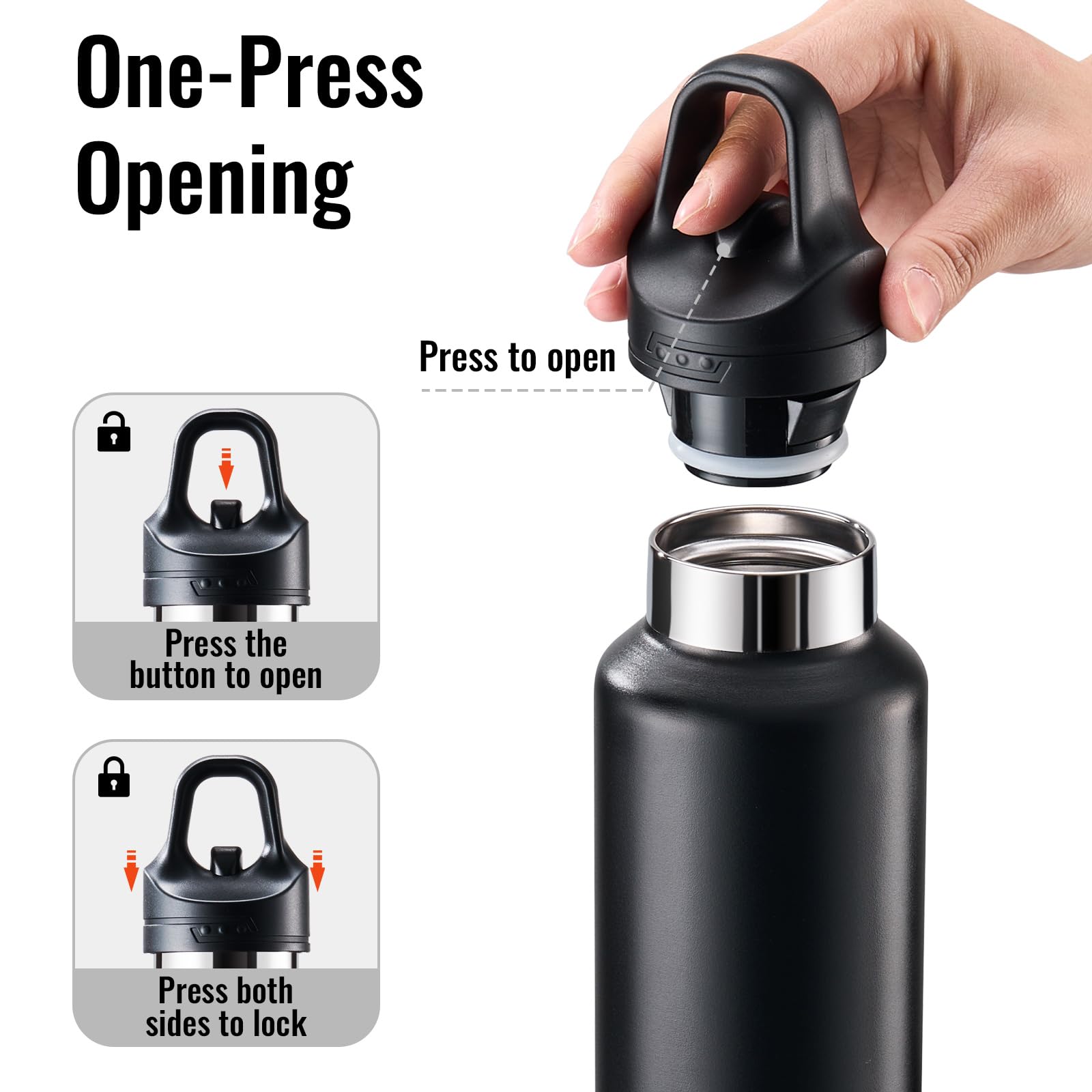 Insulated Water Bottle 21 Oz, Insulated Tumbler With One-Touch Open, Travel Water Bottle