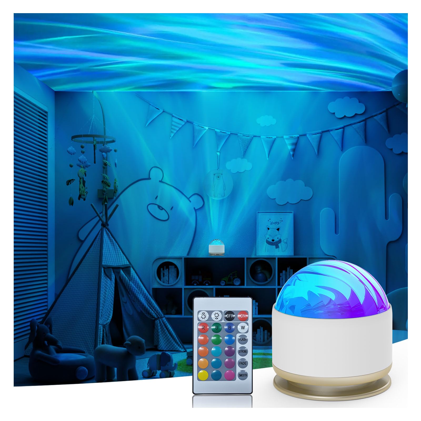 Humiieye Northern Lights Projector, 16 Light Color Aurora Night Light Projector For Bedroom, Remote Galaxy Light Projector, Dimmable Mood Lighting With Memory Function For Playroom Kids Teen Girl