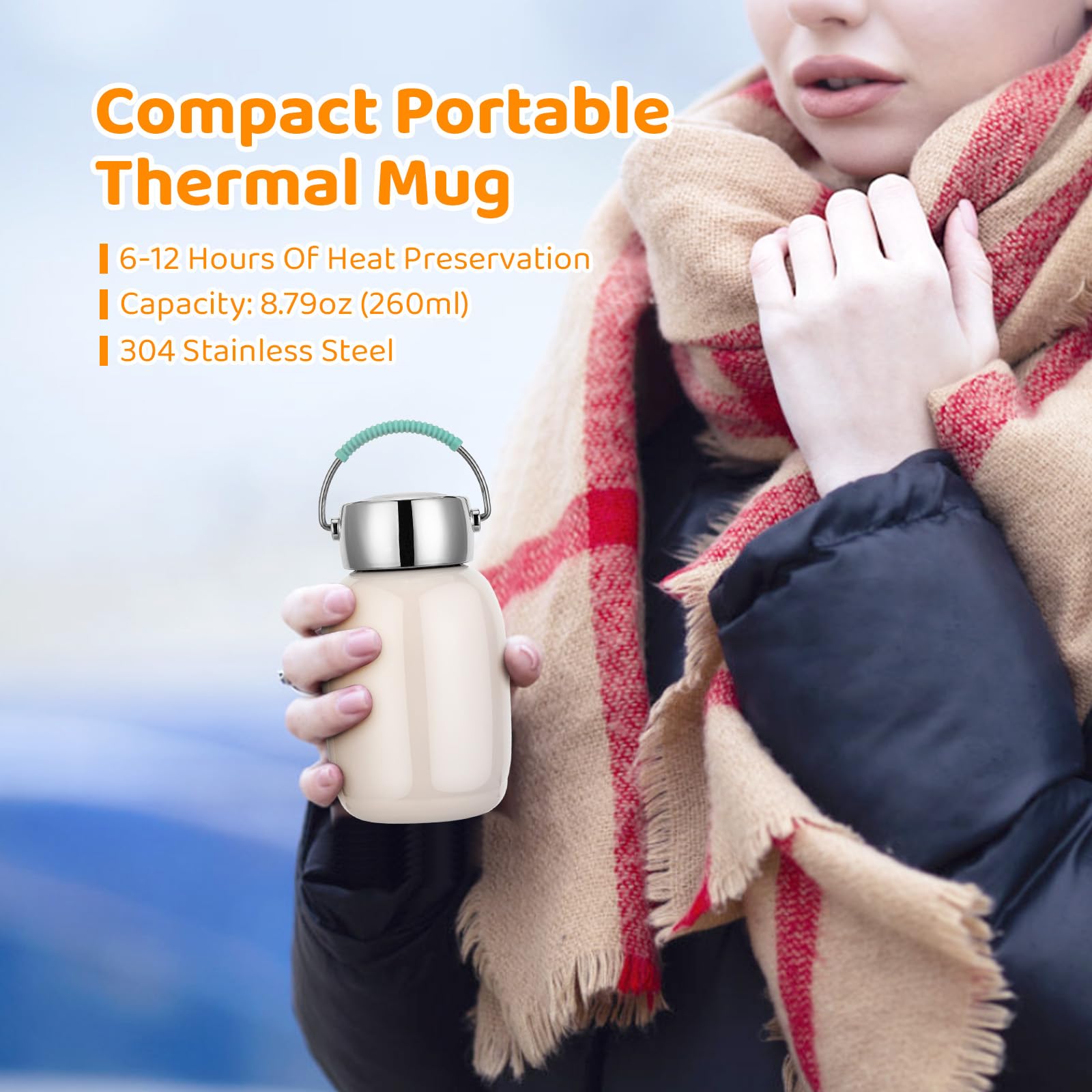 Jessie Mini Insulated Stainless Steel Water Bottle,9Oz/260Ml Small Vacuum Metal Water Bottle Leak