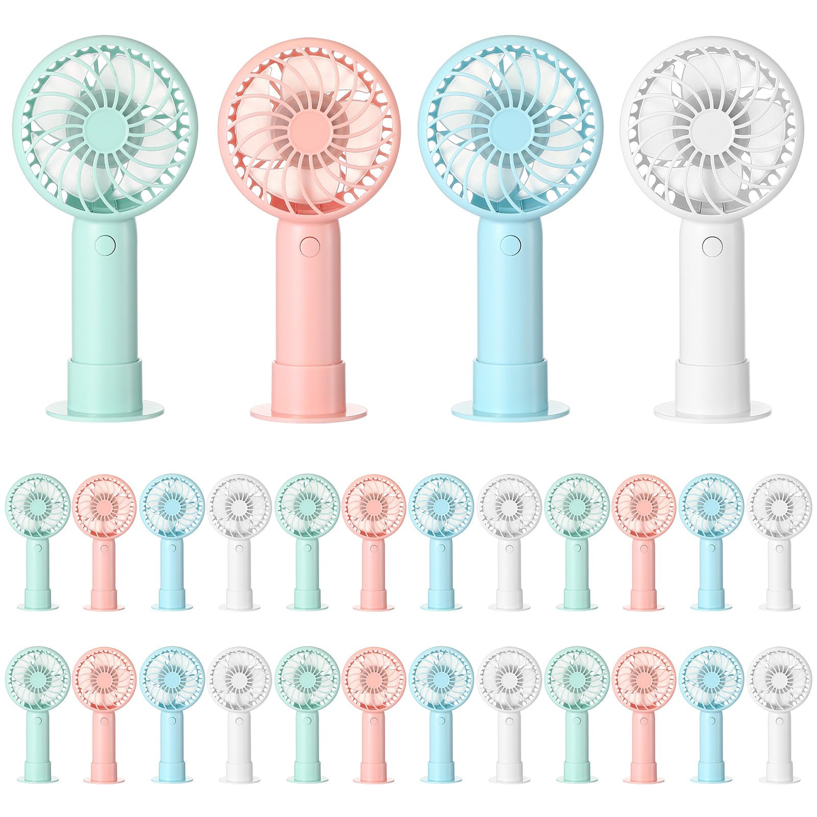Mini powerful handheld fans 24 pack with 3 adjustable speeds and rechargeable USB base Koospark