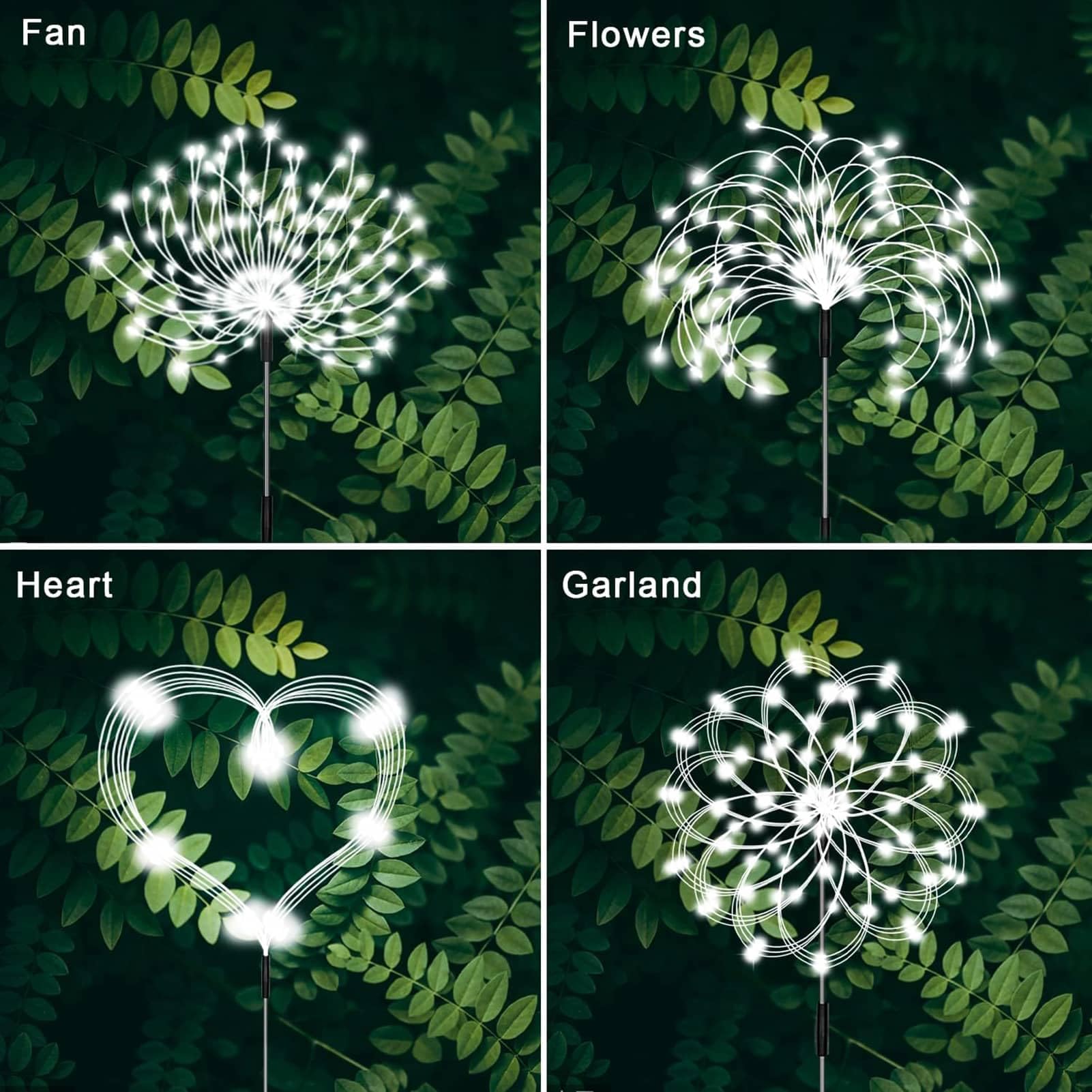 Yowin Solar Fireworks Lights 2 Pack 120 Led Solar Garden Outdoor Lights, 8 Modes Tall Sparkler Yard Light Waterproof Dandelion String Light For Outside Patio Pathway Decorations - White