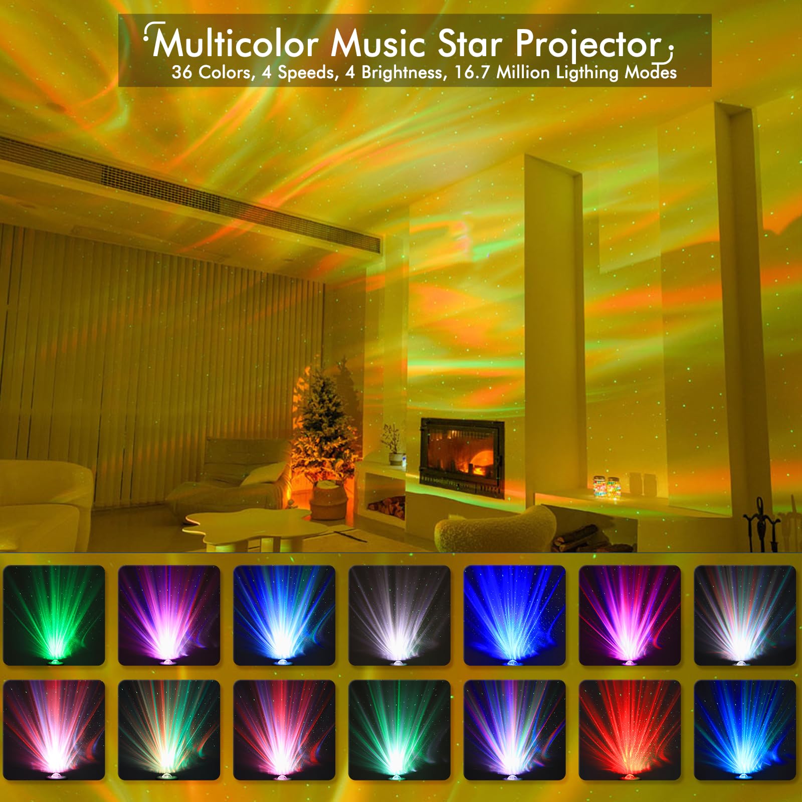 Yunlone Galaxy Projector Star Lights Projector For Bedroom With 33 Lighting, Aurora Projector With Bluetooth 5.0 Speaker, Smart App, 8 White Noises Night Light With Ir Remote, Timer For Kids Adults
