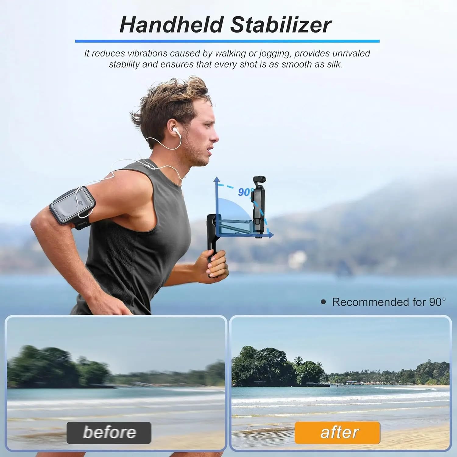 Wllbmdj Handheld Stabilizer For Dji Osmo Pocket 3 Handheld Stabilizer Collapsible Z-Axis Shock Absorber Handle Grip Holder Storage Case