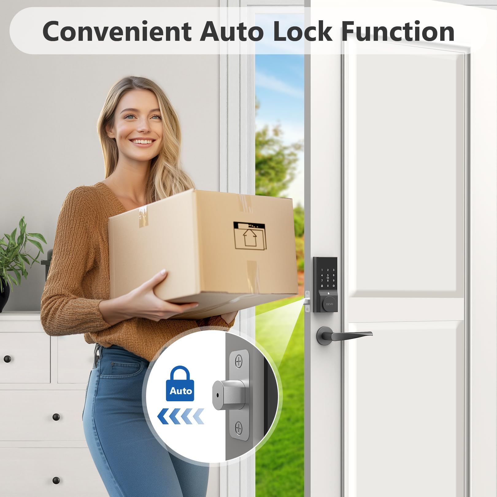 Devo Smart Lock, Keyless Entry Door Lock For Front Door, Bulit-In Wifi Deadbolt, App Remote Control, Digital Smart Locks, Electronic Touchscreen Keypad, Auto Locks, Easy Installation(Gray)