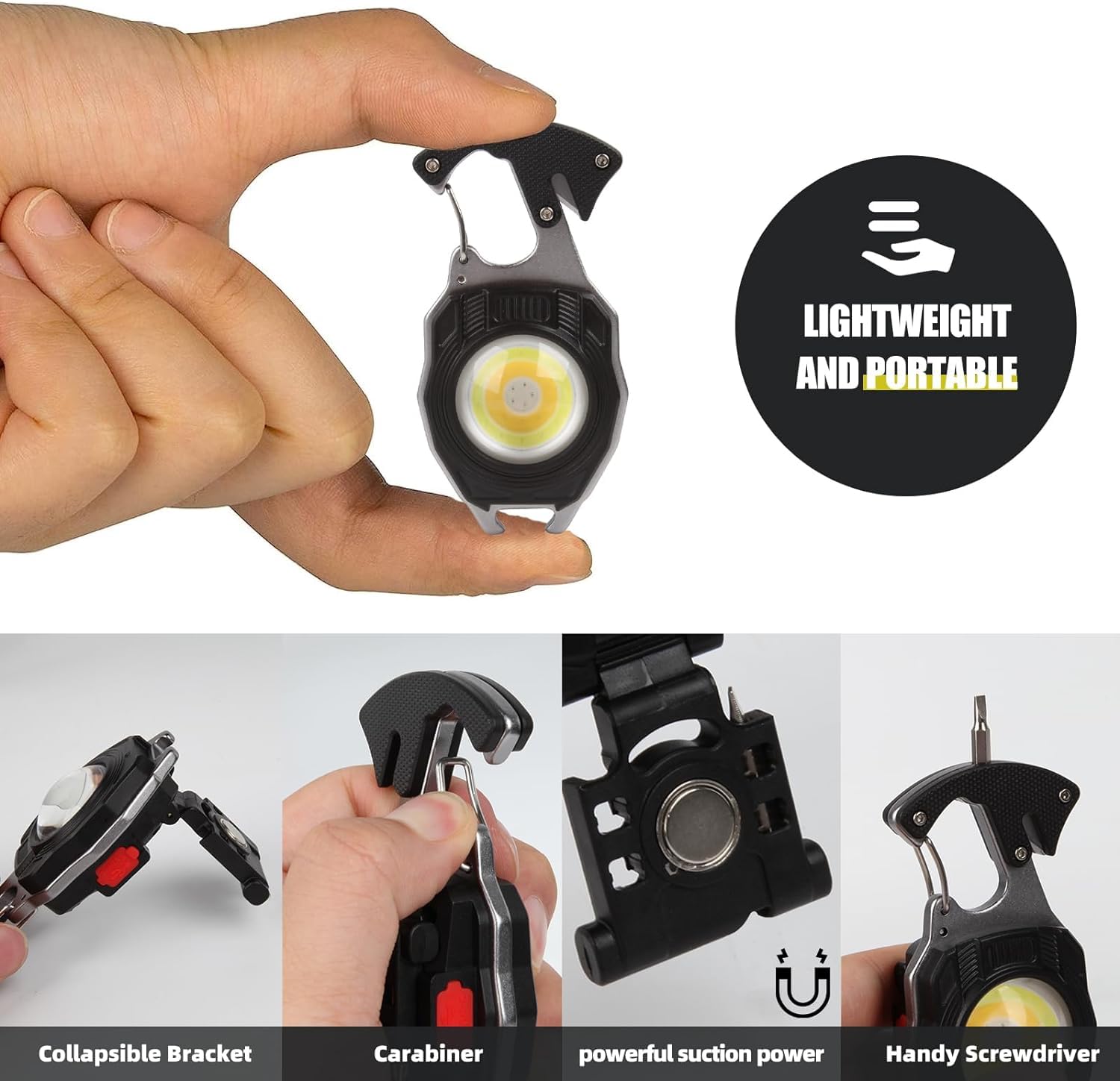 E-Shidai Mini Flashlight 2 Pack, Rechargeable Keychain Flashlight With 3 Light Modes, 1000Lumens Bright Edc Flashlight Keychain Light With Magnet Base, Portable Pocket Flashlight For Camping Walking