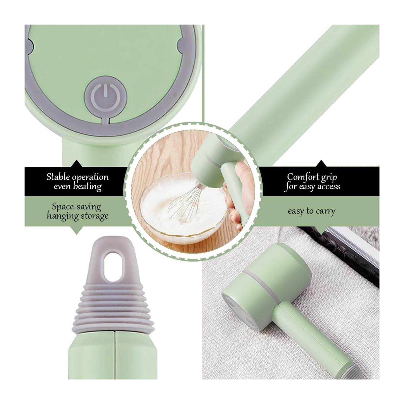 Soyon 3-In-1 Fully Automatic Mixer,Garlic Chopper Mini,Cordless Handheld Mixer With Egg Beater And Cream Stick,For Kitchen Baking And Cooking(Green 250Ml)