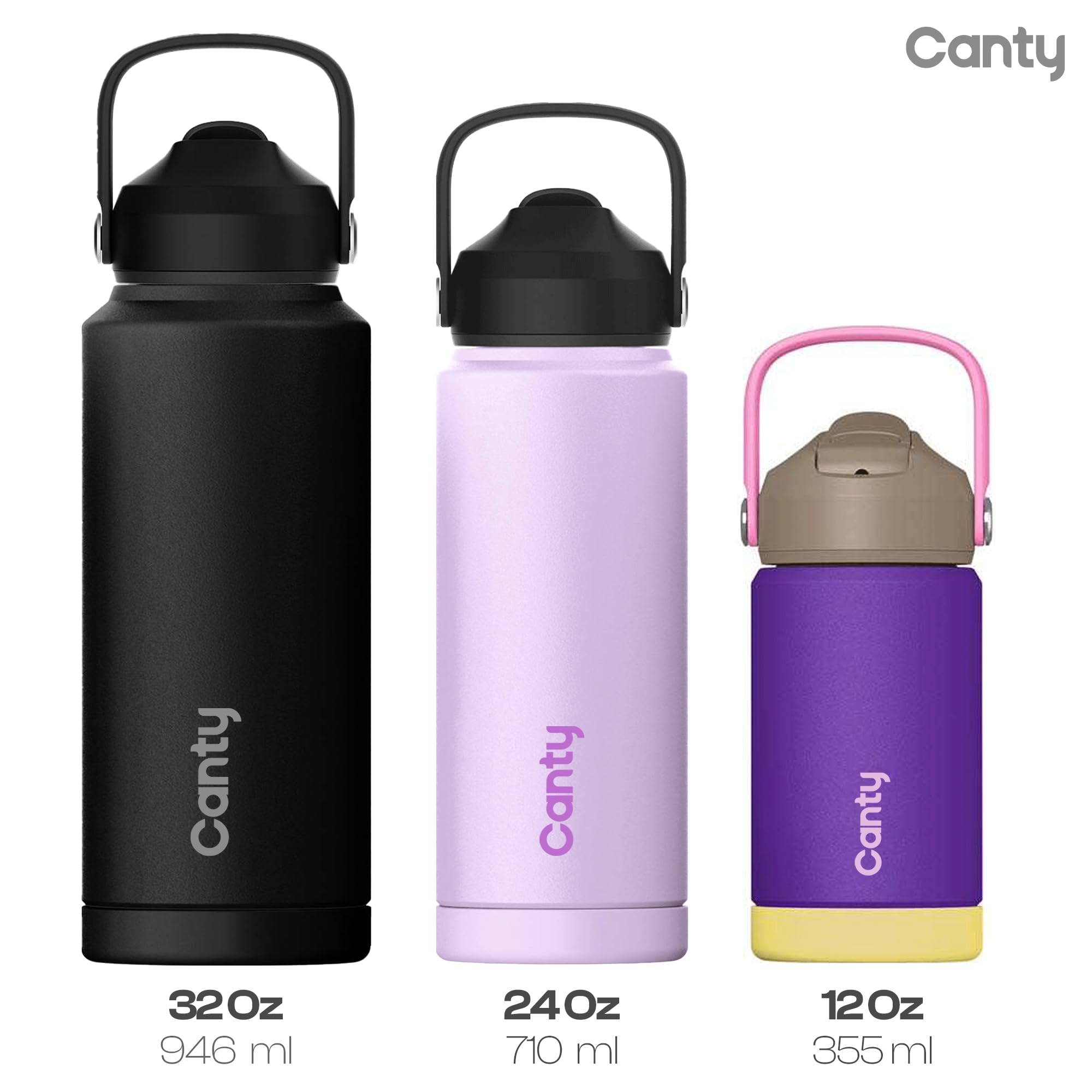 Canty Kids Stainless Steel Water Bottle With Straw, Anti-Slip Base And able Full Colored Box