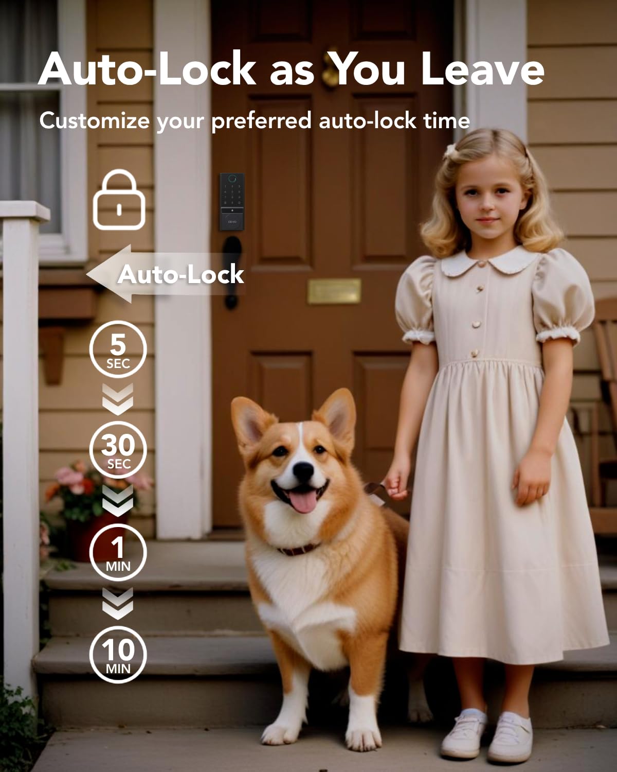 Devo G3 Door Lock For Front Door, 6 In 1 Fingerprint Keyless Entry Door Lock, Built-In Wi-Fi Smart Lock Deadbolt With App Remote Control, Easy Install No Hub, Ip54 Waterproof, Auto-Lock