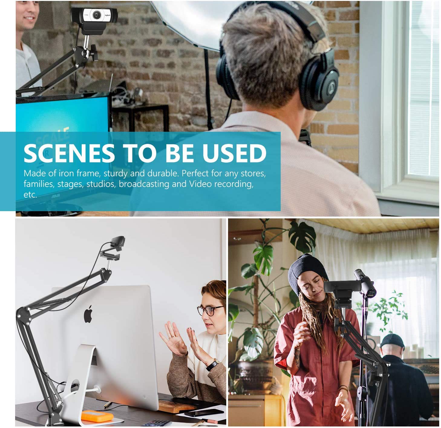 Anivia Webcam Stand, Webcam Clamp Mount Suspension Scissor Tripod Stand Holder Camera Arm For Webcam