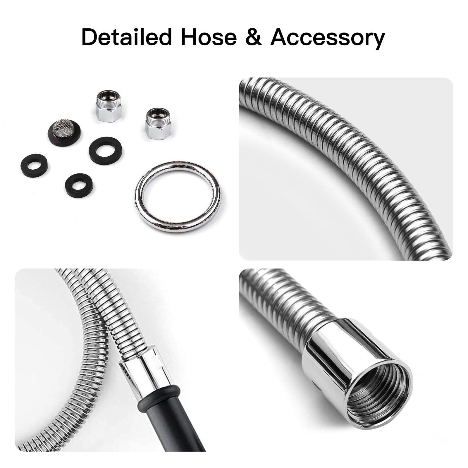 Cwm Pre Rinse Sprayer Assembly: Commercial Sink Sprayer With 45” Flexble Stainless Steel Hose - High Pressure Pre Rinse Dish Spray Valve Nozzle Head Commerical Faucet Parts For Restaurants(Black)