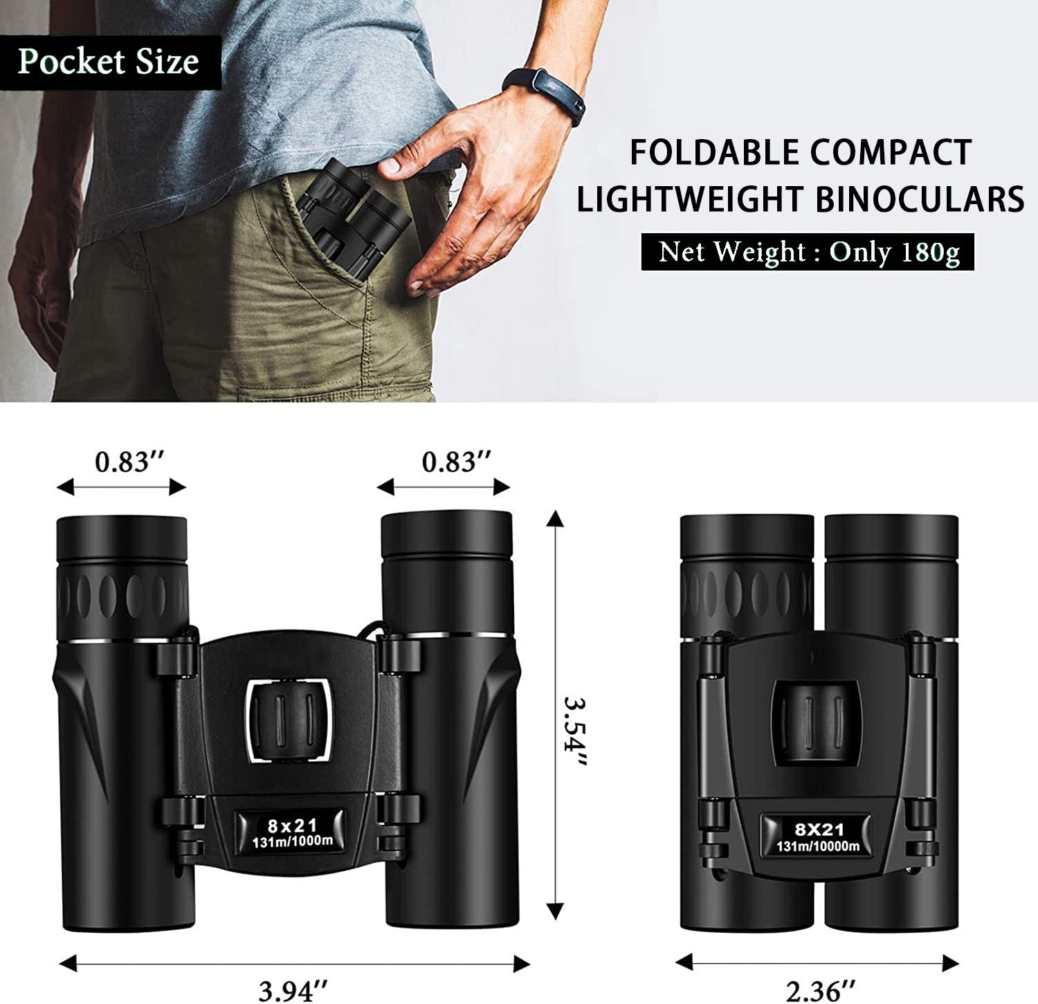 Ziyouhu 8X21 Binoculars Small Compact Light Binoculars, Suitable For Adults And Children Bird Watching Travel Sightseeing, Waterproof Lightweight Small Binoculars, With Clear Low-Light Vision
