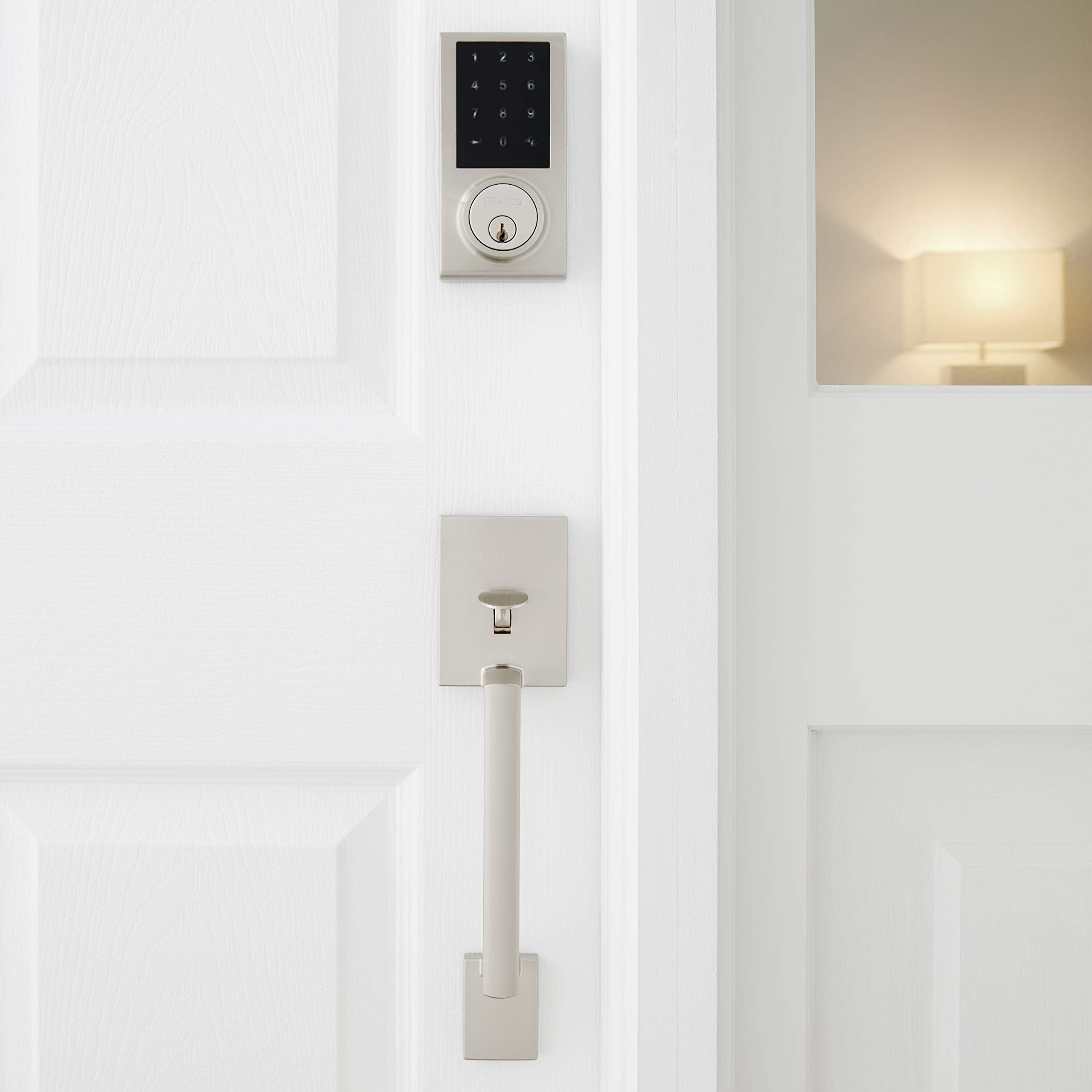 Delaney Hardware D43201V Kp300 Digital Keypad Door Lock With Deadbolt And Vida Lever With Left/Right-Handed Doors In Satin Nickel Finish