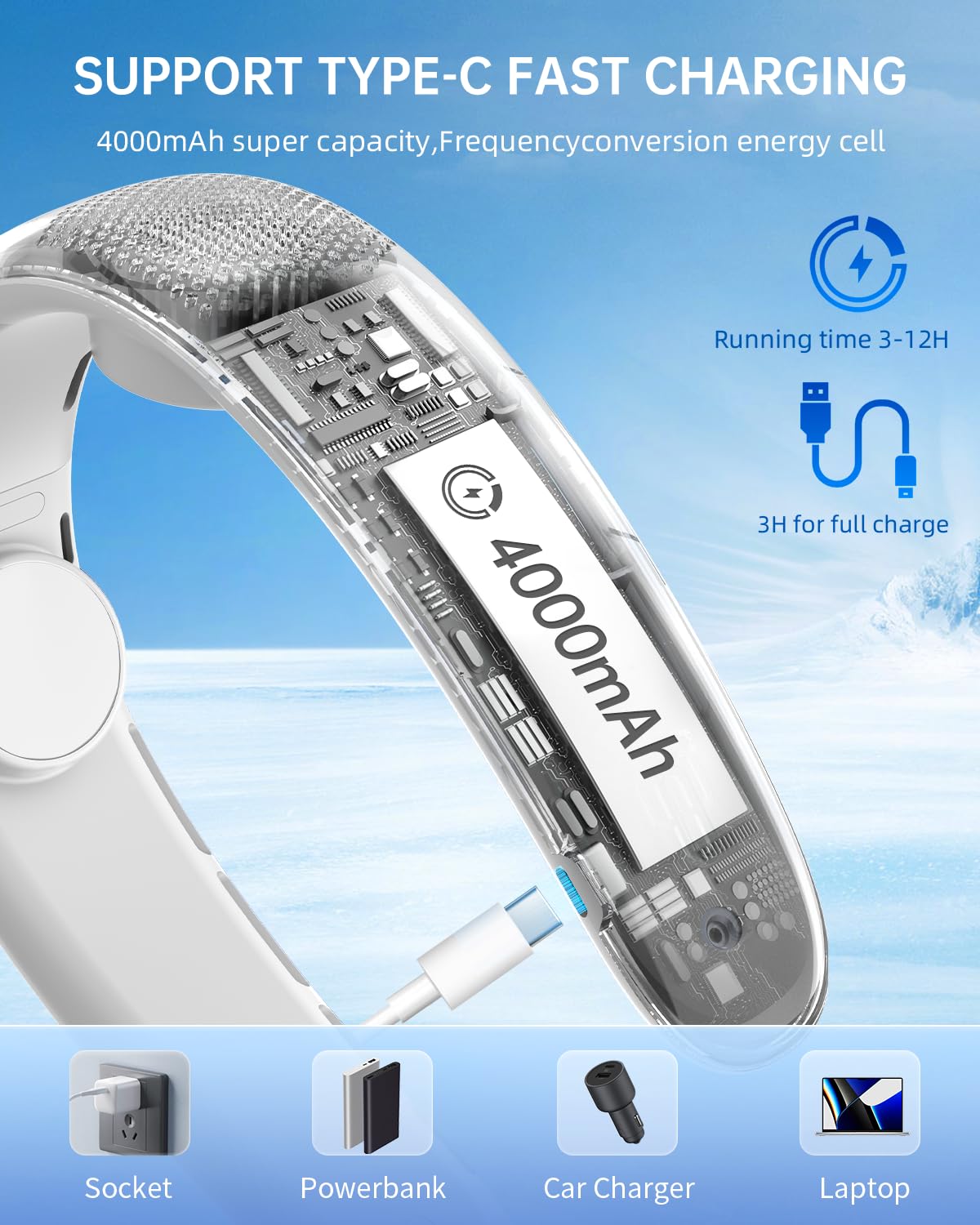 Ultrathin wearable personal fan Zooy design ideal for summer cooling