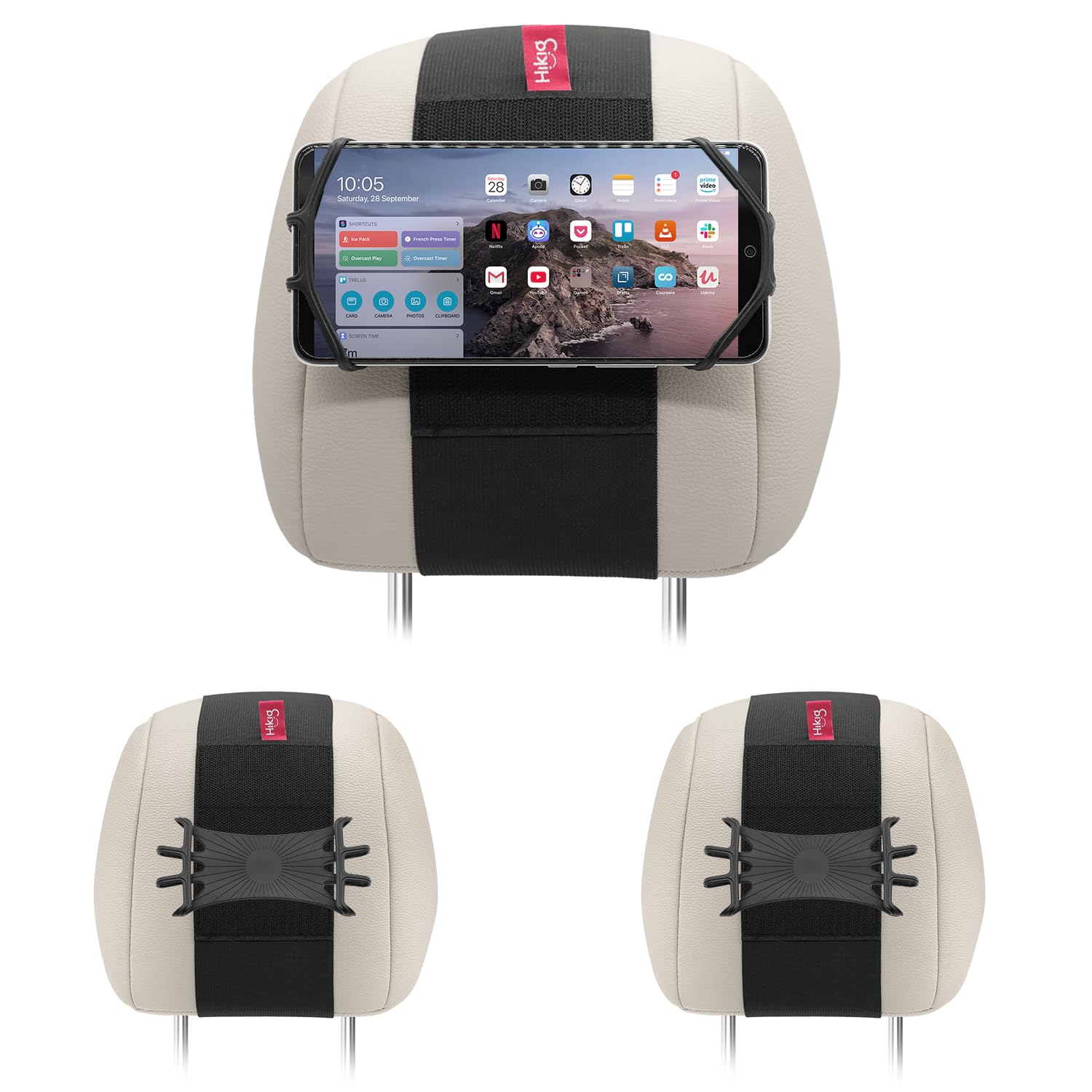 Z Zothington 2 Pack Car Phone Headrest Holder - Car Back Seat Headrest Phone Mount For Kids, Road Trip Essentials, Compatible With Iphone, Samsung, Google, Huawei, Nokia, Other Smartphones