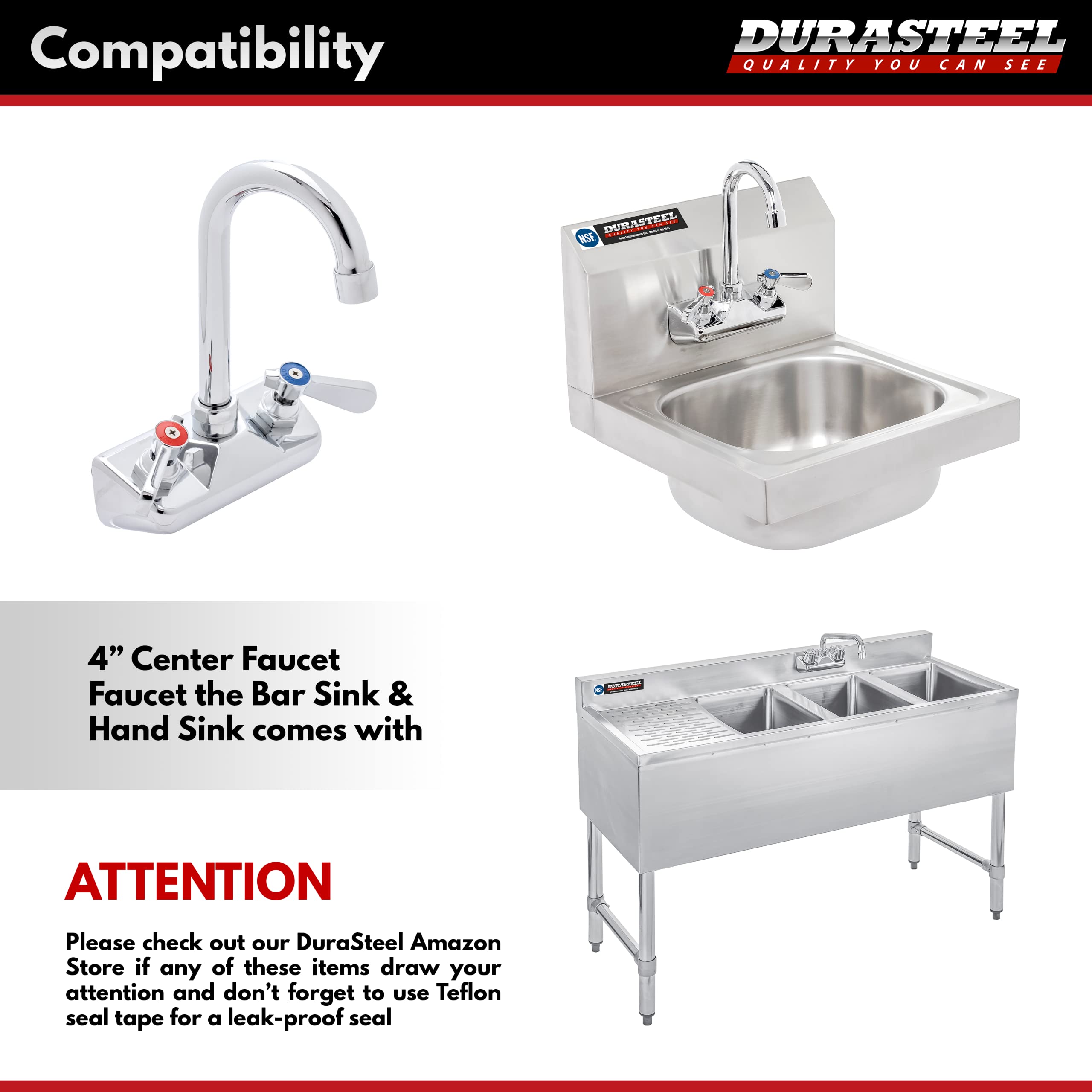 Durasteel Wall Mount Faucet 90-Degree Elbow - Commercial Kitchen No Lead Faucet Space Saving Backsplash Kit - 1/2" Ips Female X 1/2" Ips Male Brass Fitting, Pack Of 2