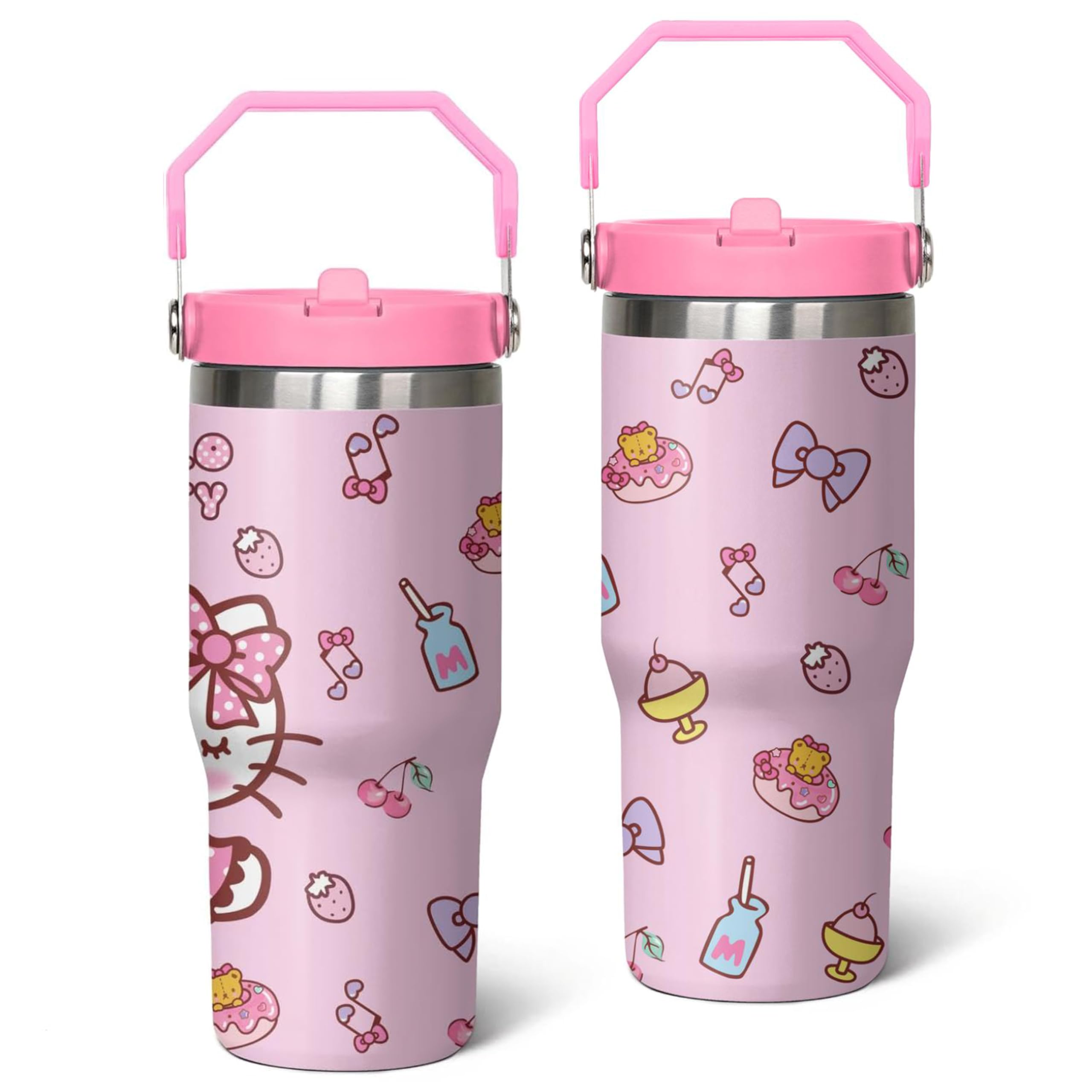 Tumbler For Adults Water Bottle Double Wall Cups For Kids 20 Oz Pink Coffee Mug Stuff Cat Insulated