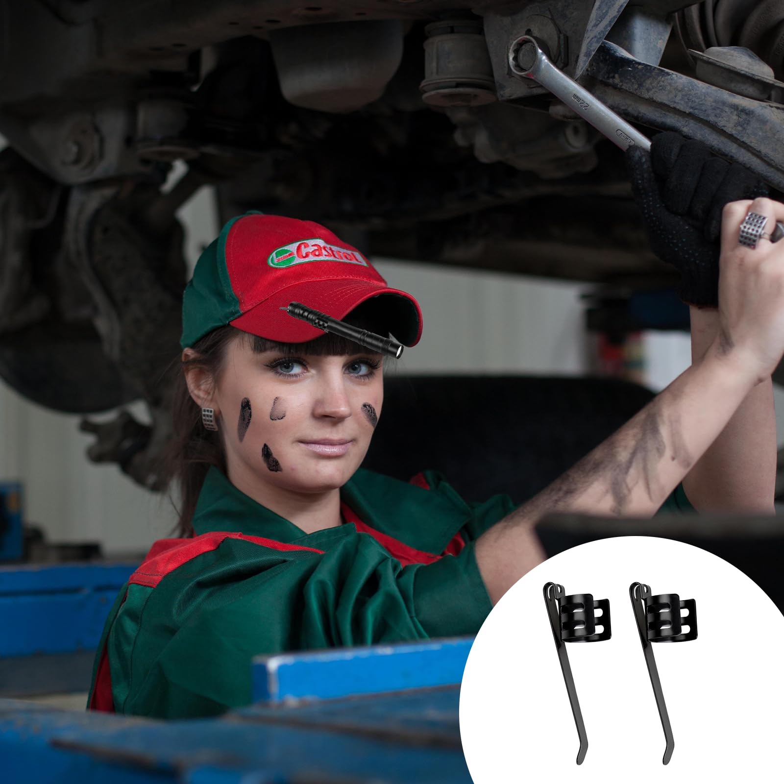 Llmsix 12-Piece Stainless Steel Flashlight Set - Portable, Black, Keychain Lights With Clip