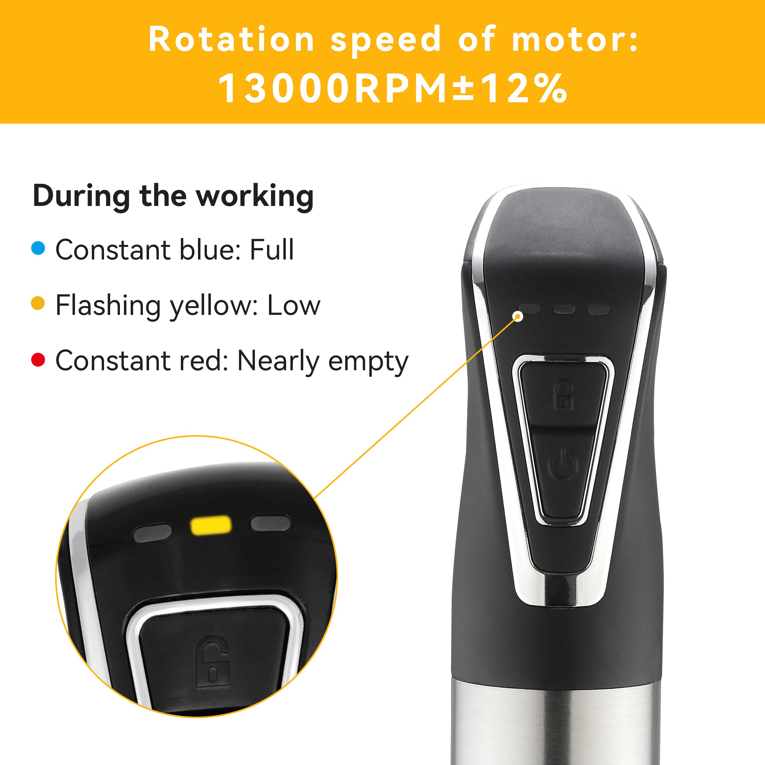 Weavelife Cordless Portable Immersion Blender 5-In-1 Blender Set, Ice Crushing Power With One-Touch Speed Control, Comes With Potato Masher, Whisk, Chopper, Beaker, And Storage Case, Stainless Steel
