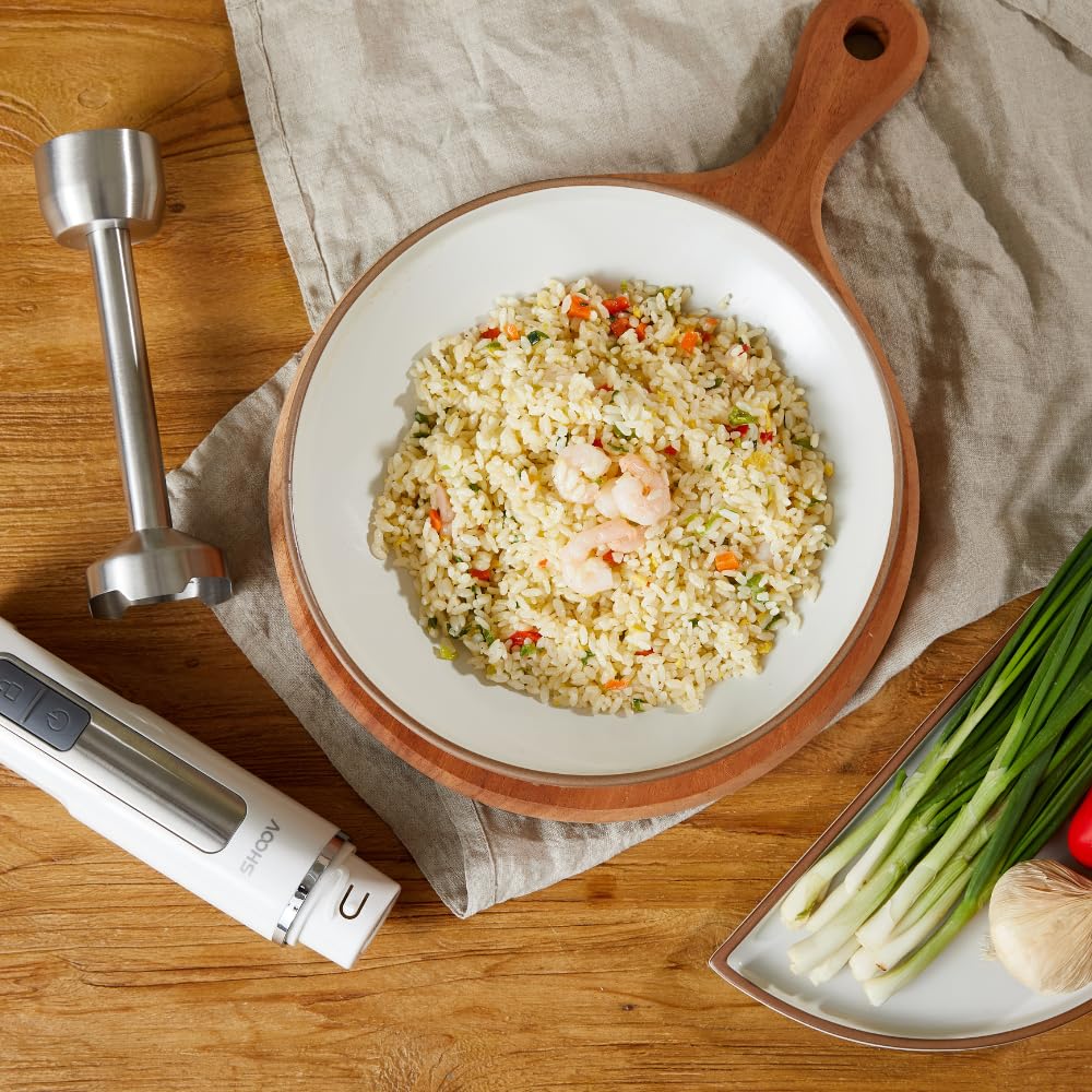 Shoov Cordless, Rechargeable 3 In 1 Hand Blender & Mixer, Stainless Steel Stick, Detachable, 8 Speed + Turbo, Easy To Clean, Safety Lock With Led White Lights, Usb Charge