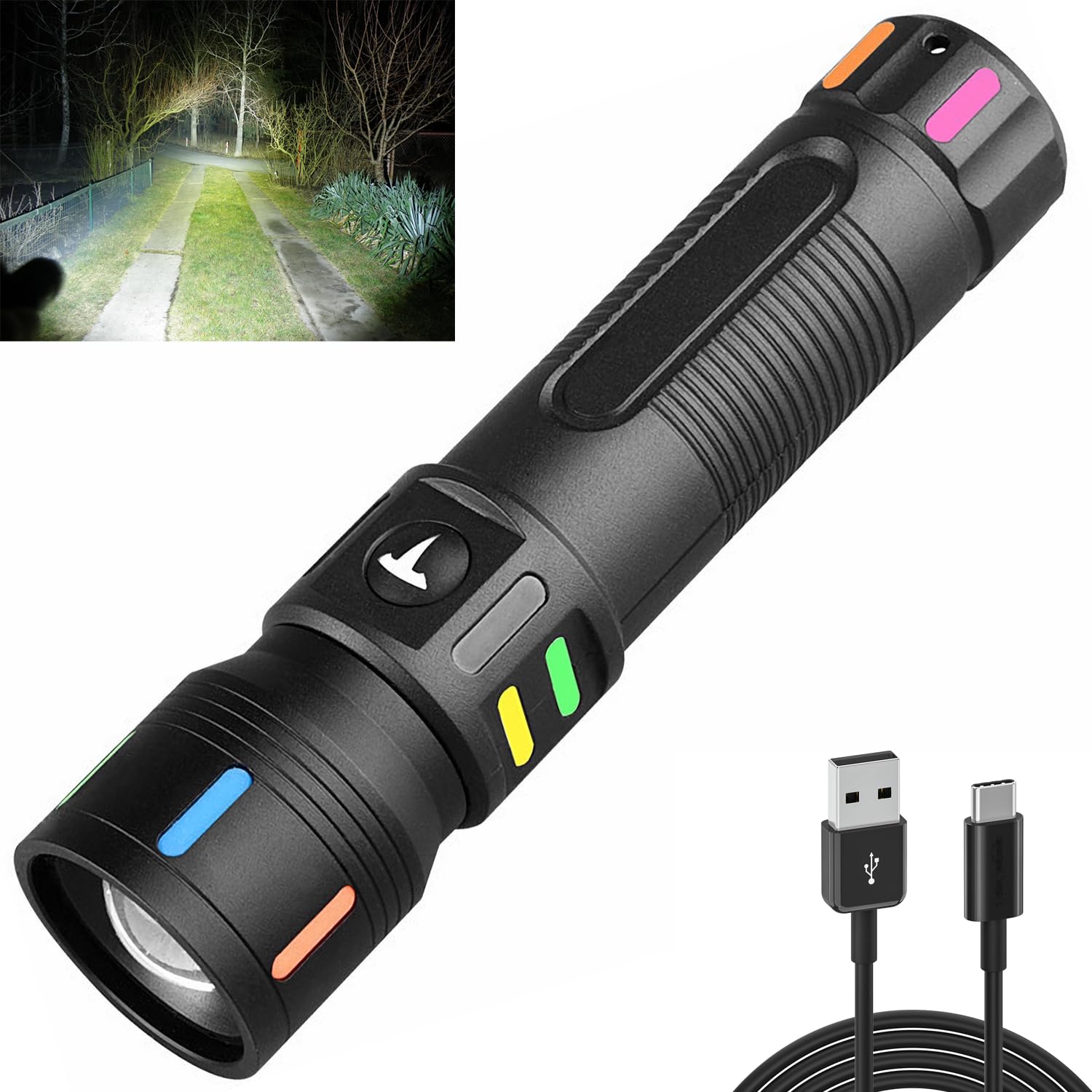 Kwznob Small Led Flashlights 20000 High Lumens Rechargeable, Handheld Zoomable Flash Light, Powerful Waterproof Flashlight For Hiking Emergencies