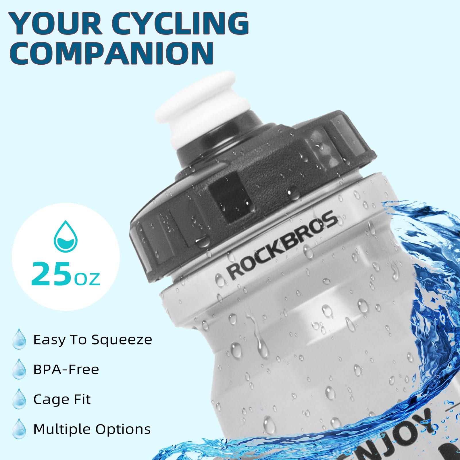 Rockbros Cycling Water Bottle, 20-25Oz Cycling Bottle,-