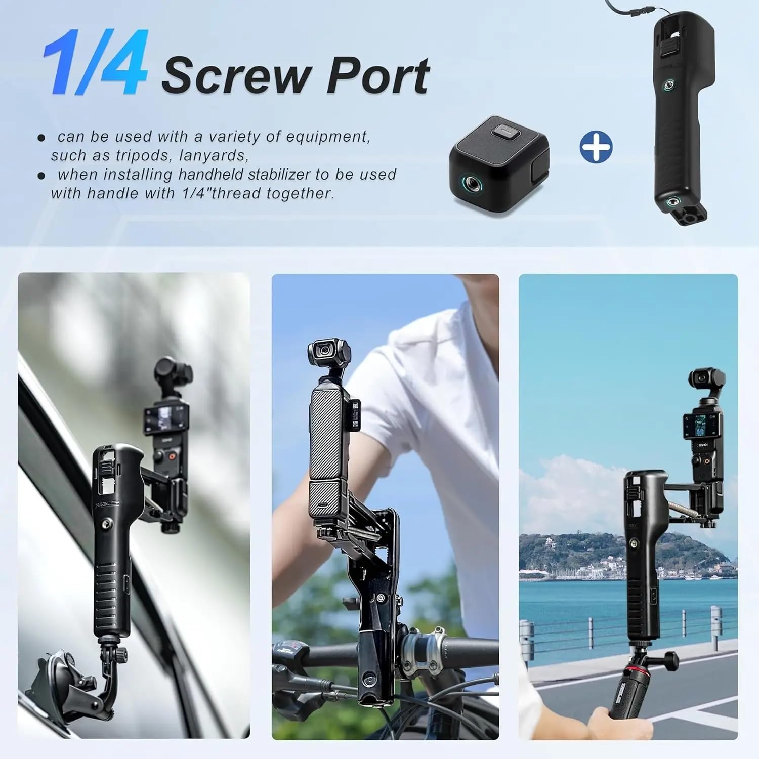 Wllbmdj Handheld Stabilizer For Dji Osmo Pocket 3 Handheld Stabilizer Collapsible Z-Axis Shock Absorber Handle Grip Holder Storage Case