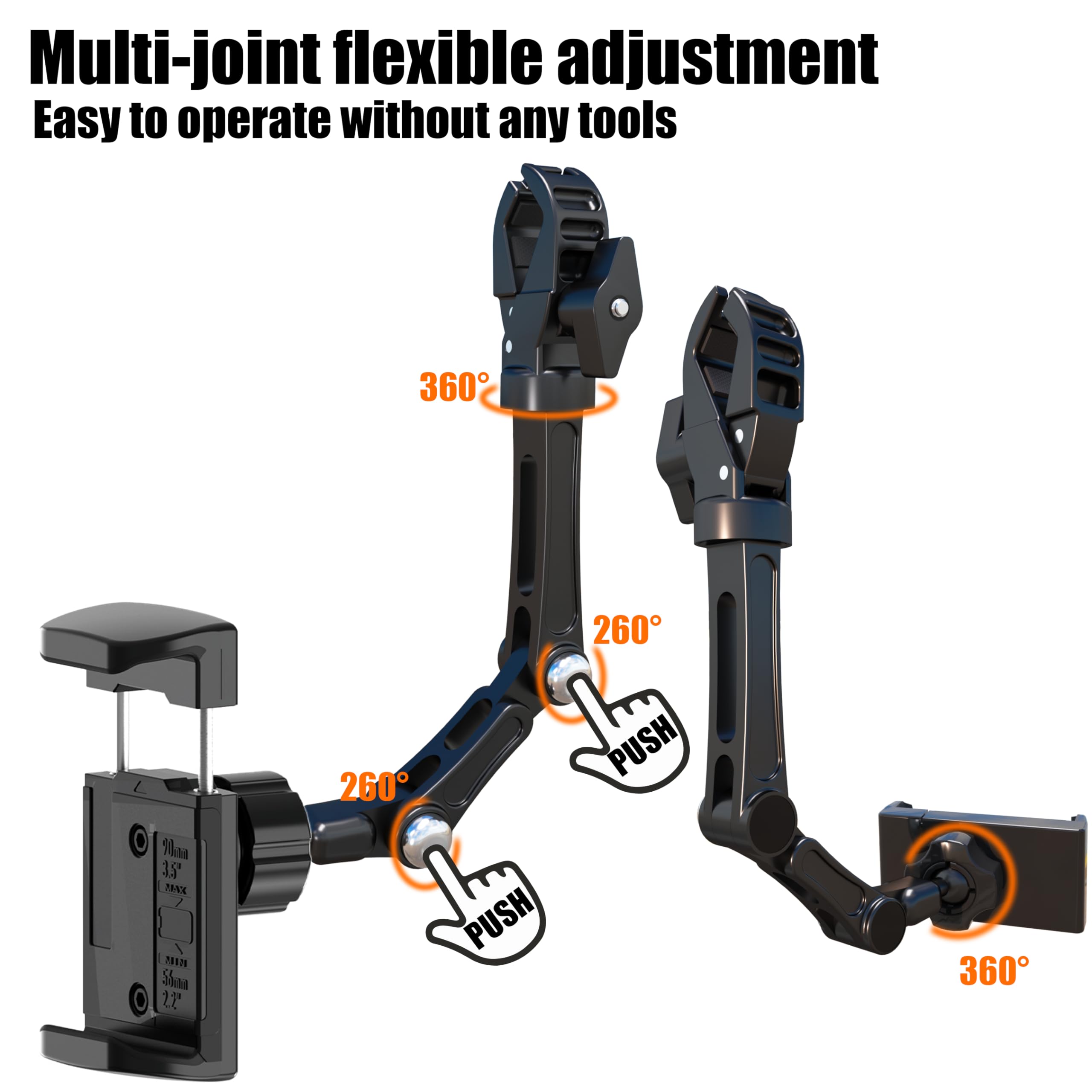 Penuspt Rearview Mirror Phone Holder,Phone Holder For Car Aluminum Alloy Mount Multi-Angle Adjustment Rotatable Retractable Universal Cell Phone Car Mount For All Phones