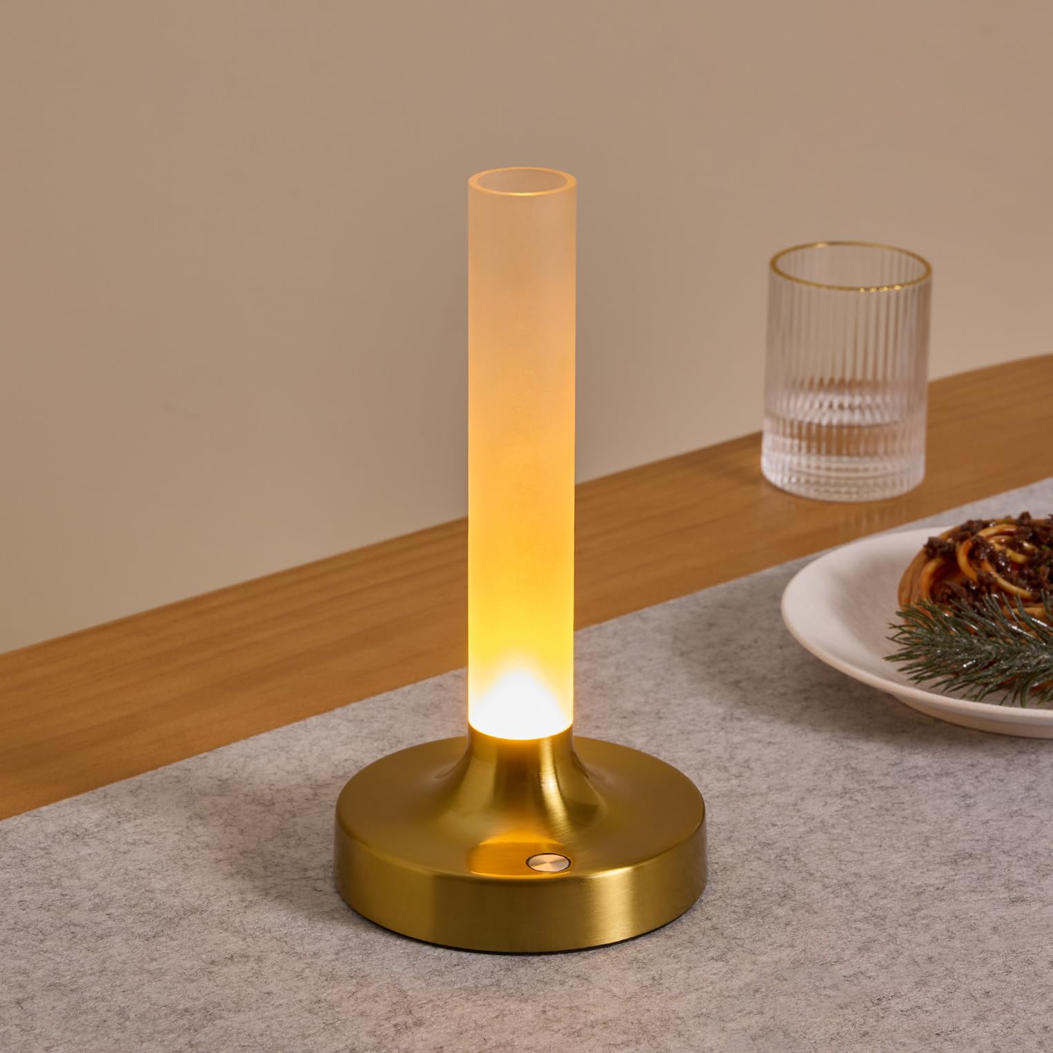 Lalavon Gold Flower Table Lamp, Rechargeable Cordless Touch Lamp With 3 Light Modes, Small Battery Operated Vase Lamp (Flower Not Included)