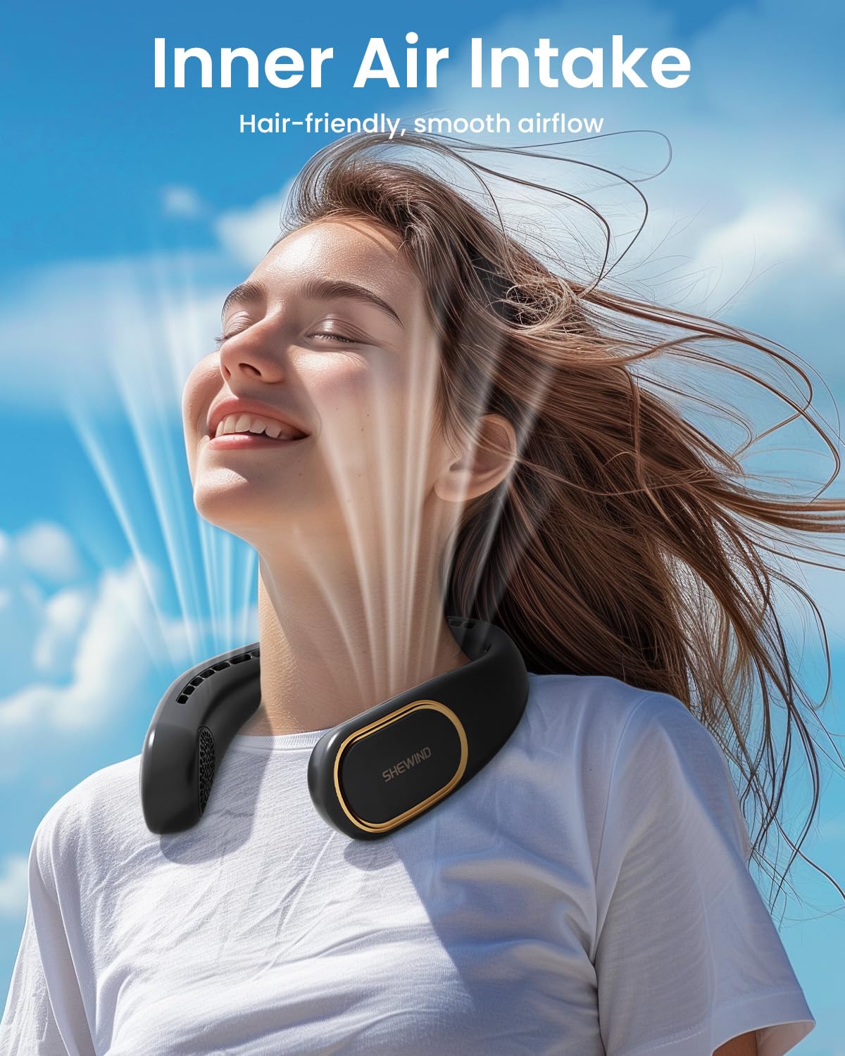 Portable Neck Fan - Bladeless Displayed Personal Fans 4000Mah 10W Fast Rechargeable - Wearable