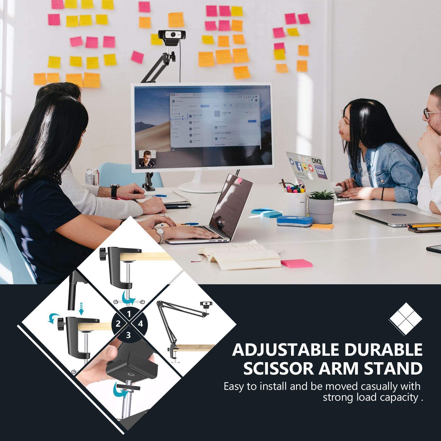 Anivia Webcam Stand, Webcam Clamp Mount Suspension Scissor Tripod Stand Holder Camera Arm For Webcam