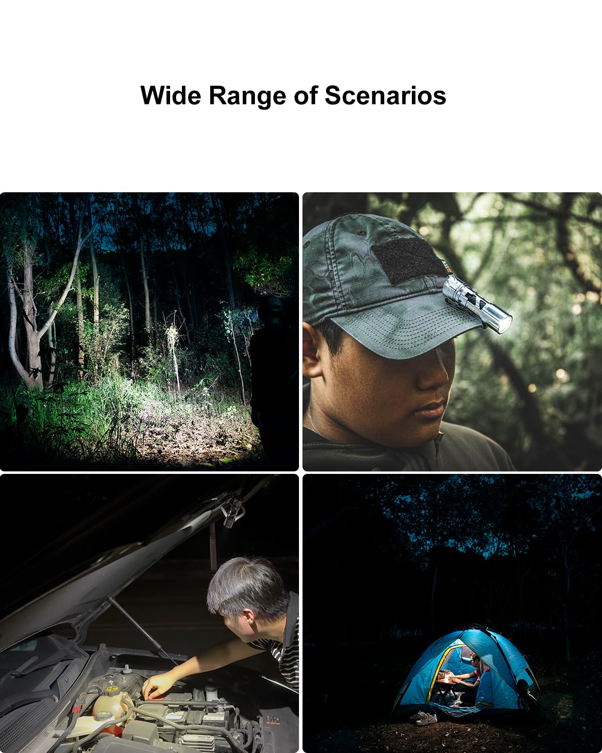 Loop Gear Sk03 Edc Flashligh, Aa Rechargeable Led Flashlight Battery Powered, Side Light With Diy Diffusers, 1000 High Lumens, 10 Light Modes, Ip65 Waterproof, Super Bright Flashlight For Camping