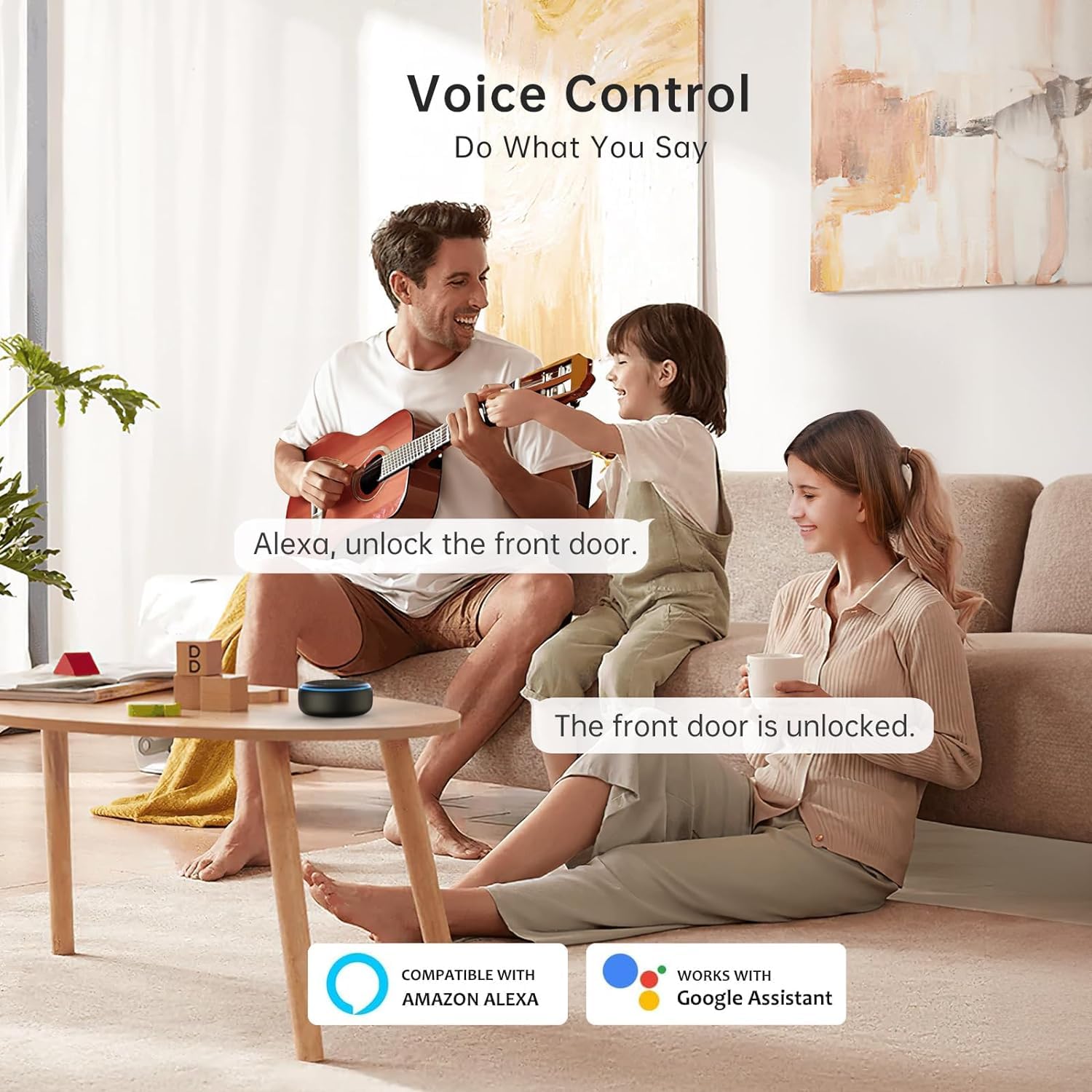 Smonet Keyless Entry Door Lock Handle: Smart Front Door Lock Set, Alexa Deadbolt Locks Front Door Handle, Bluetooth Digital Keypad Lock Black