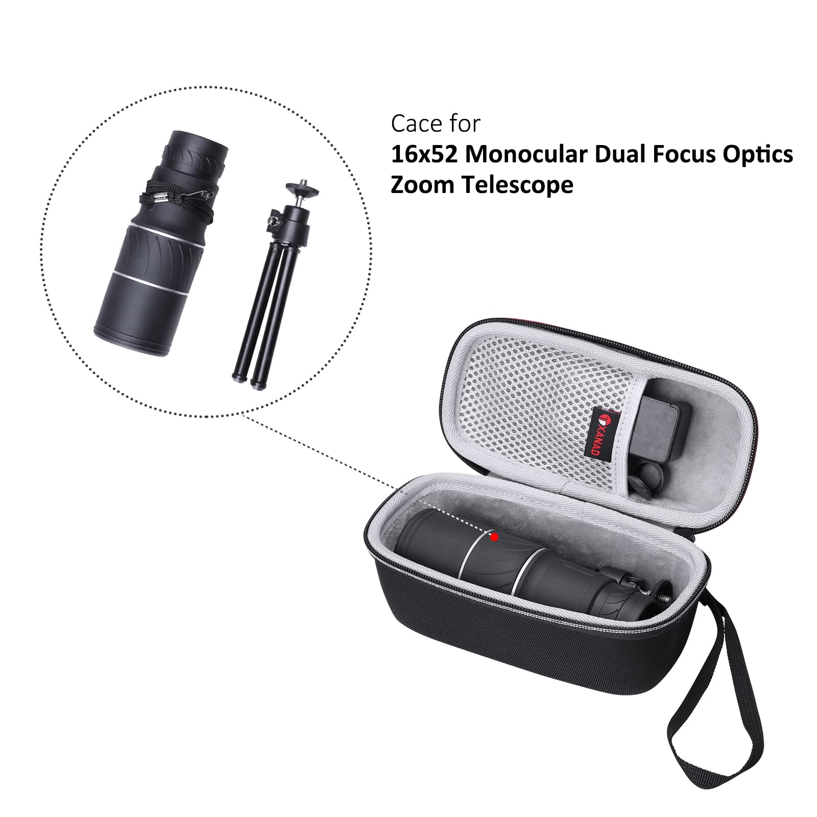 Xanad Monocular Eva Hard Case For Telescope Within Size 7.9 X 3.7 X 3.8 Inches - Travel Protective Carrying Storage Bag (Sale Case Only)