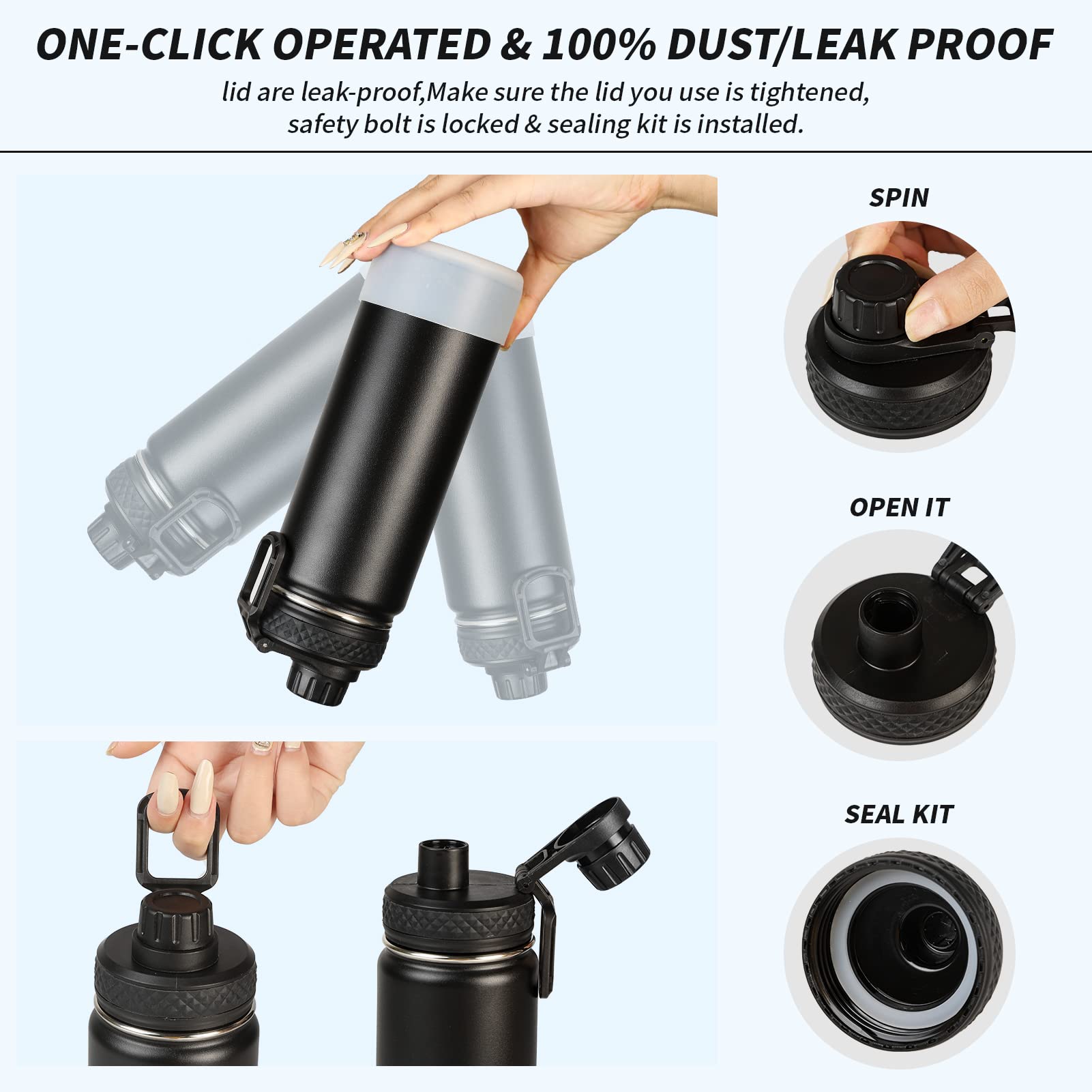 Insulated Stainless Steel Water Bottles With Leak Proof Spout Lid,Sports Water Bottle For Travel