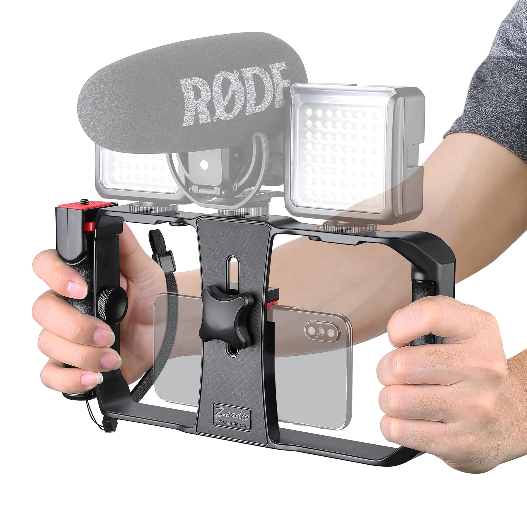 Zeadio Smartphone Stabilizer Grip, Cellphone Video Rig Tripod Mount Holder, With Wireless Remote Shutter For All Iphone And Android Smartphones
