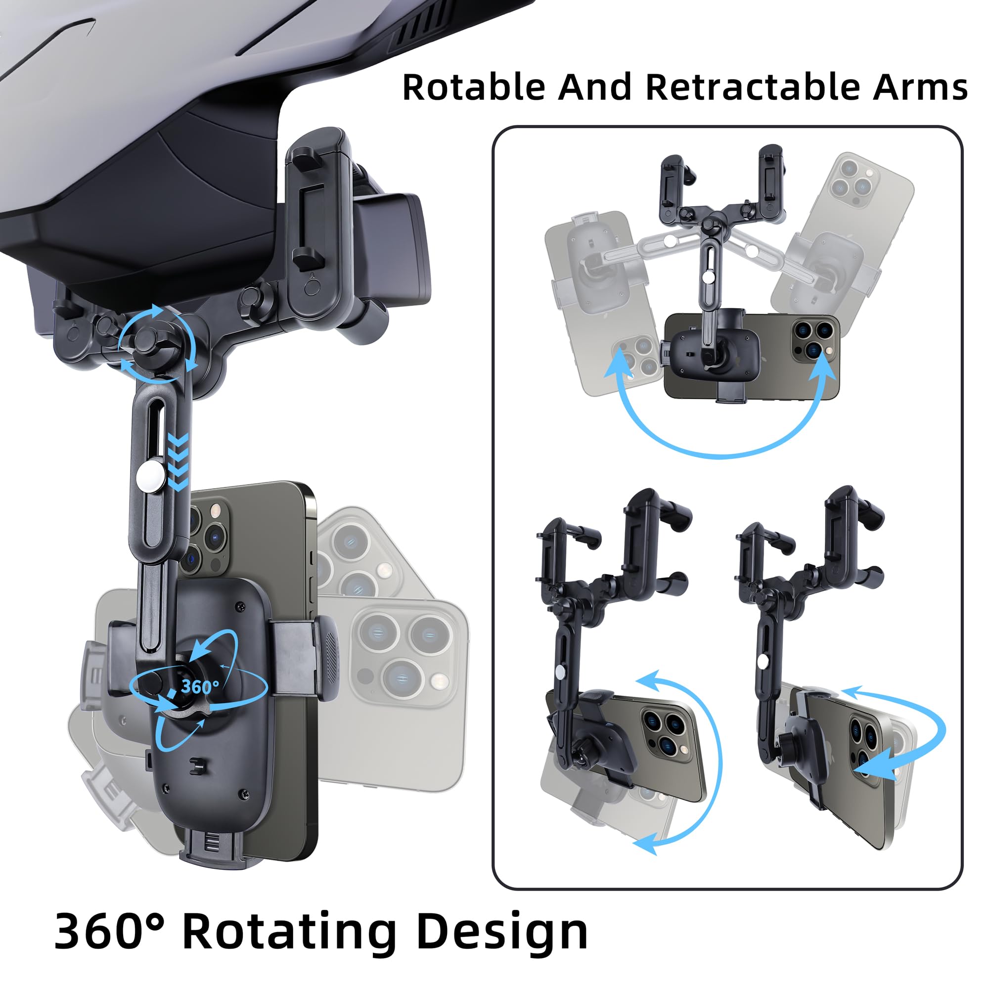 If Feel 10Th Gen Rearview Mirror Phone Holder For Your Car 360°Rotatable And Retractable, Universal Mount, Cell Car Fit For Car Phone Mount