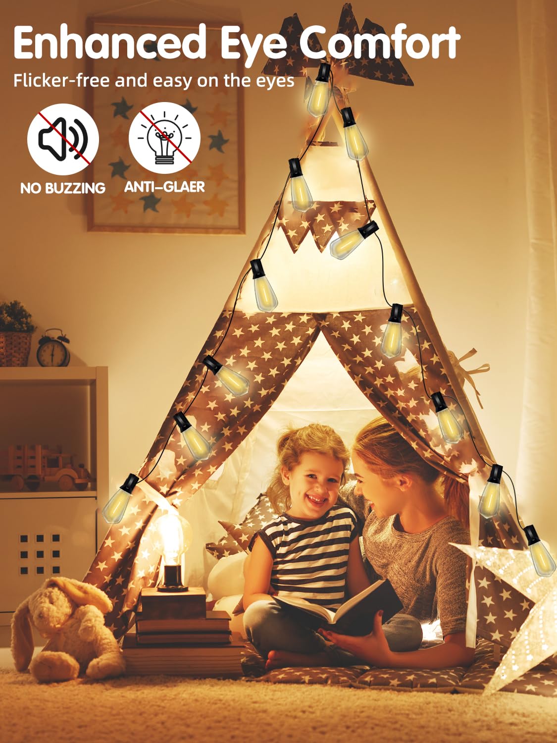 Sunsgne 10 Pack Led String Light Bulbs, 0.6 Watt Shatterproof Dimmable Replacement Bulbs St40 E17 Clear Plastic Light Bulbs For Outdoor Patio String Lights, E17/C9 Intermediate Screw Base Bulb, Warm White