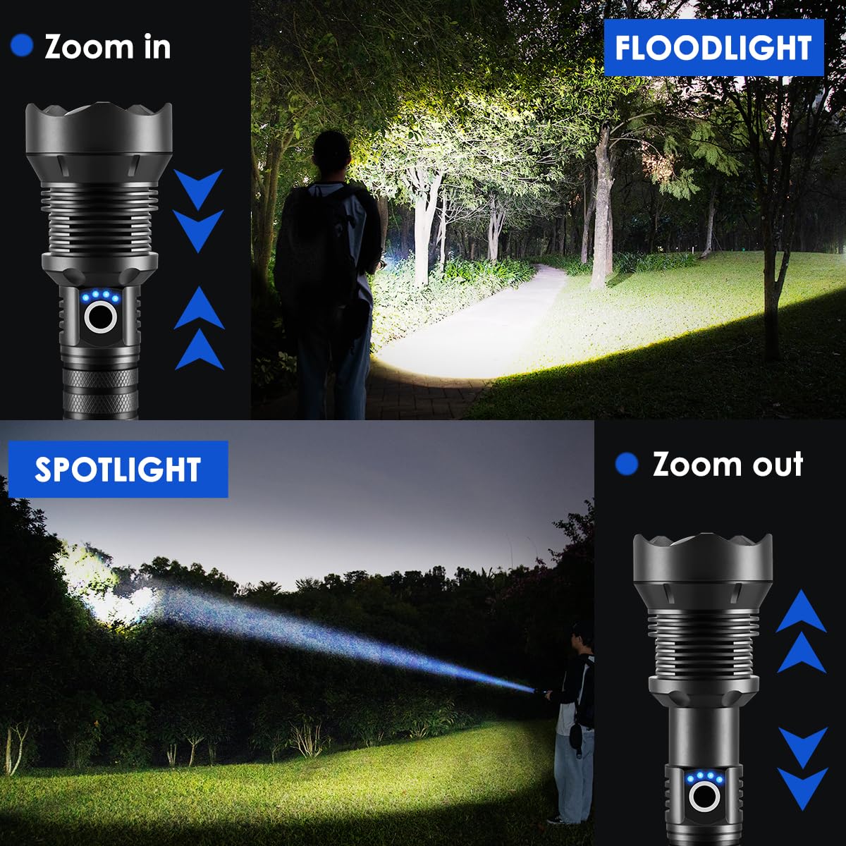 Zioeyiue Flashlights High Lumen Rechargeable, Heavy Duty 990000 Lumens Rechargeable Flashlights, Adjustable Focus Tactical Flashlight With 5 Modes, Super Bright Flashlight For Home Camping