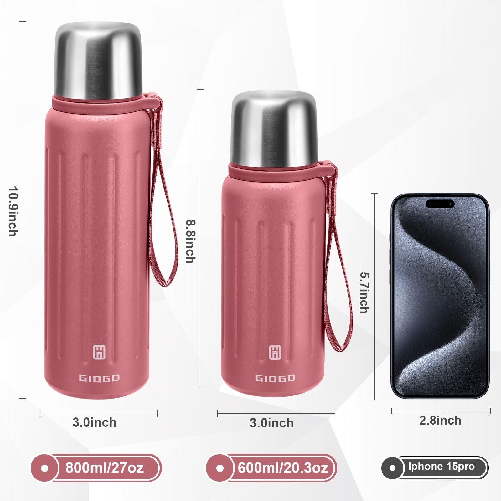 Vacuum Insulated Bottles With Cup 800Ml/27Oz Stainless Steel Hot Thermo Bottles For Cold
