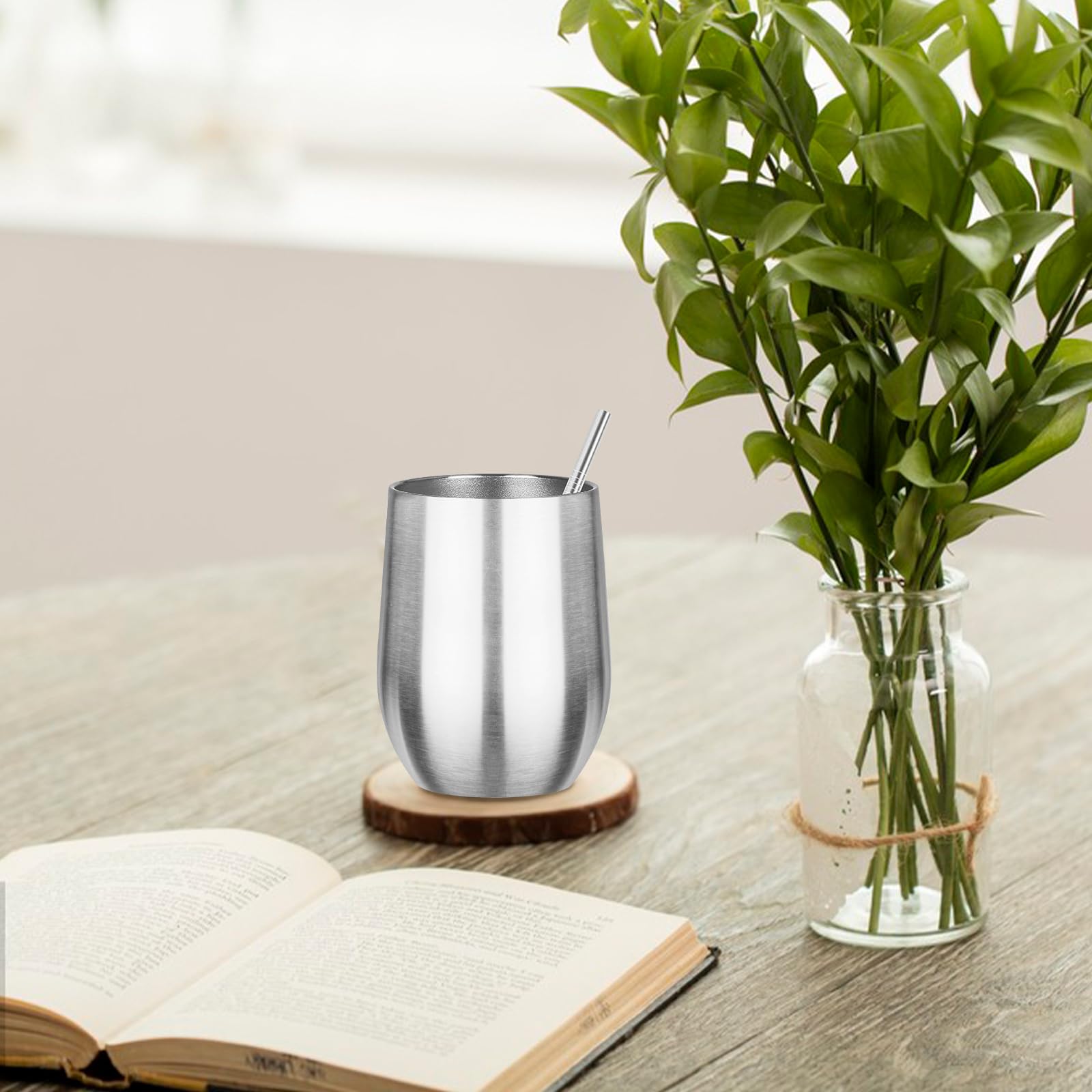 Mezmut 12 Oz Insulated Wine Tumbler With Lid Double Wall Vacuum Stainless Steel Wine Glass Coffee